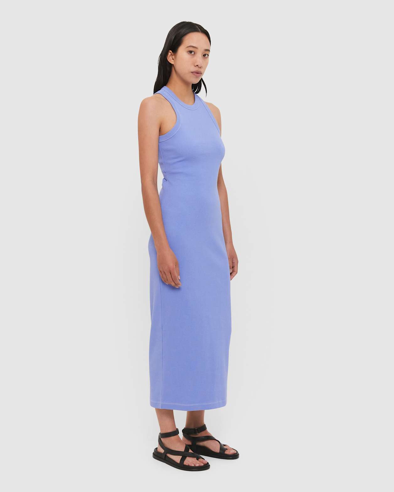 Organic Cotton Ribbed Dress in IRIS