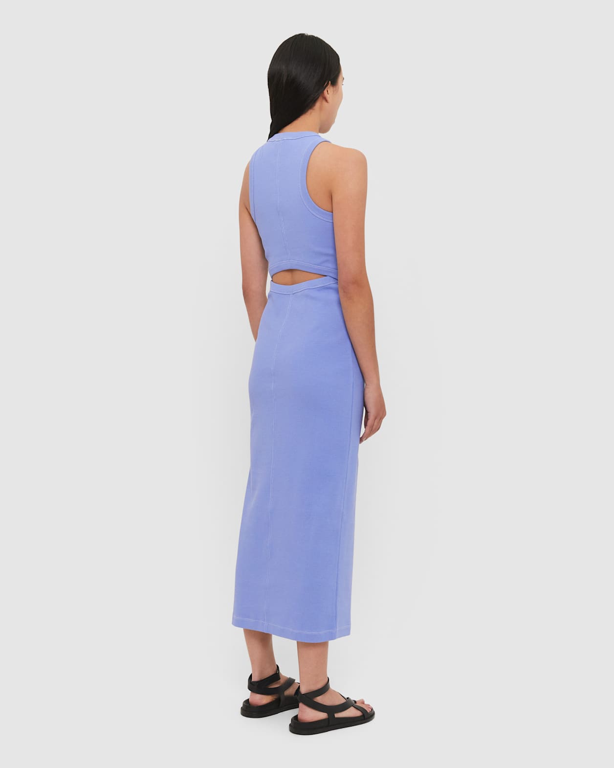 Organic Cotton Ribbed Dress in IRIS