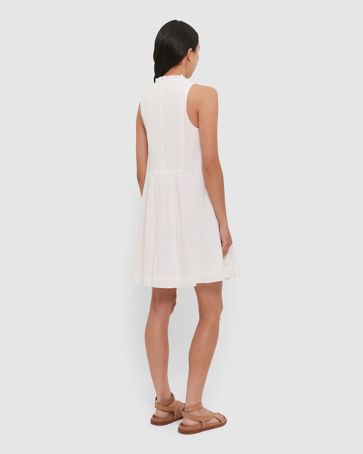Lucy Shirred Mini Dress in WHITE