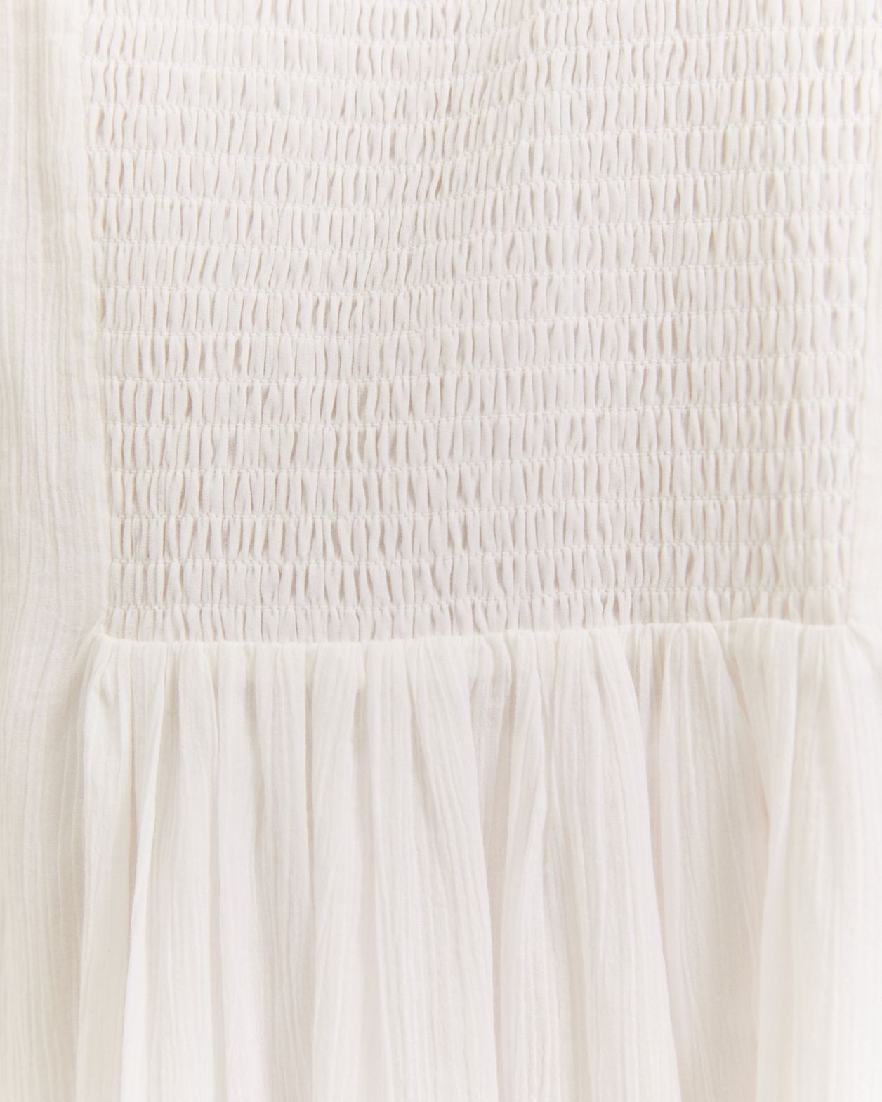Lucy Shirred Mini Dress in WHITE