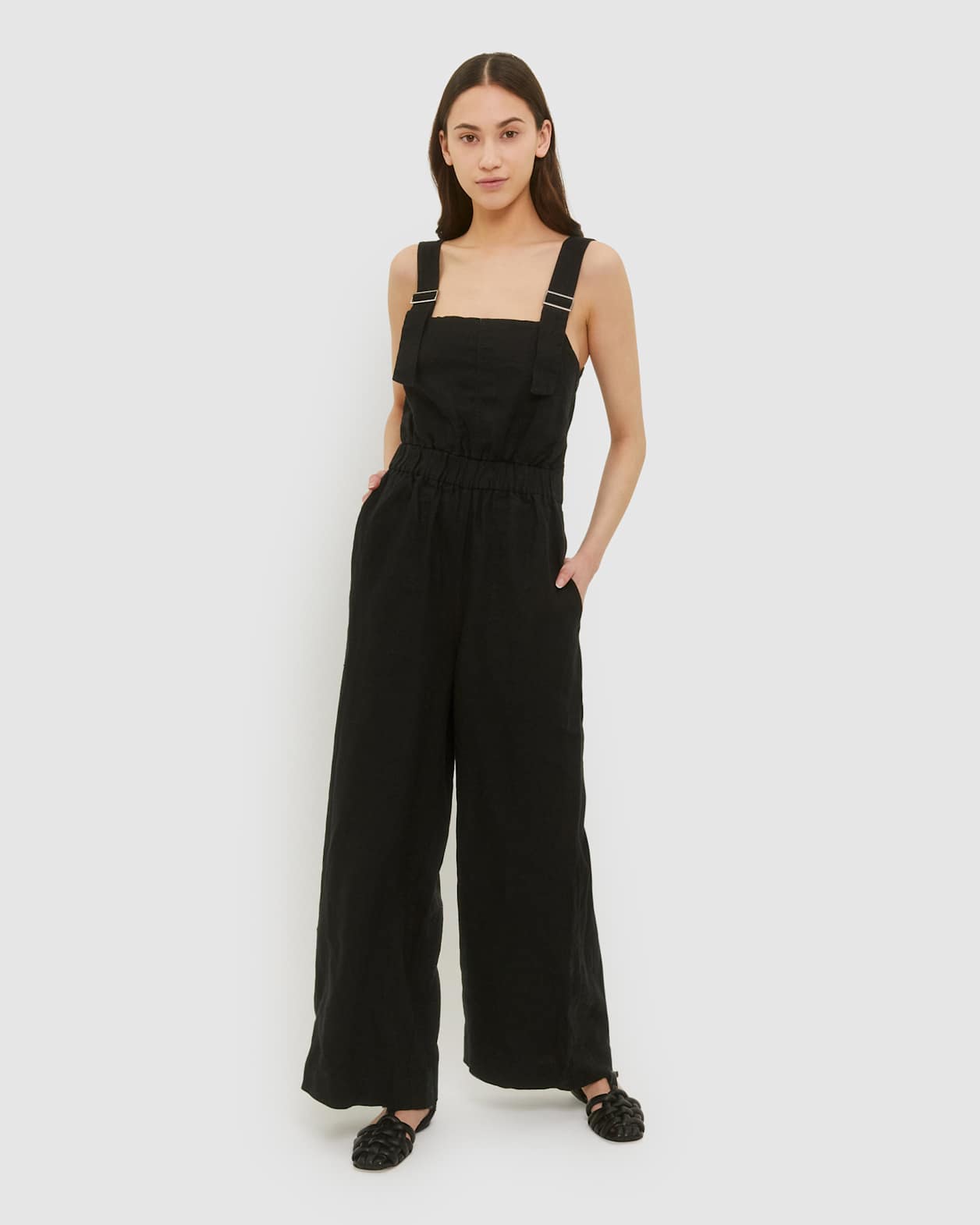 Sara Linen Jumpsuit in BLACK