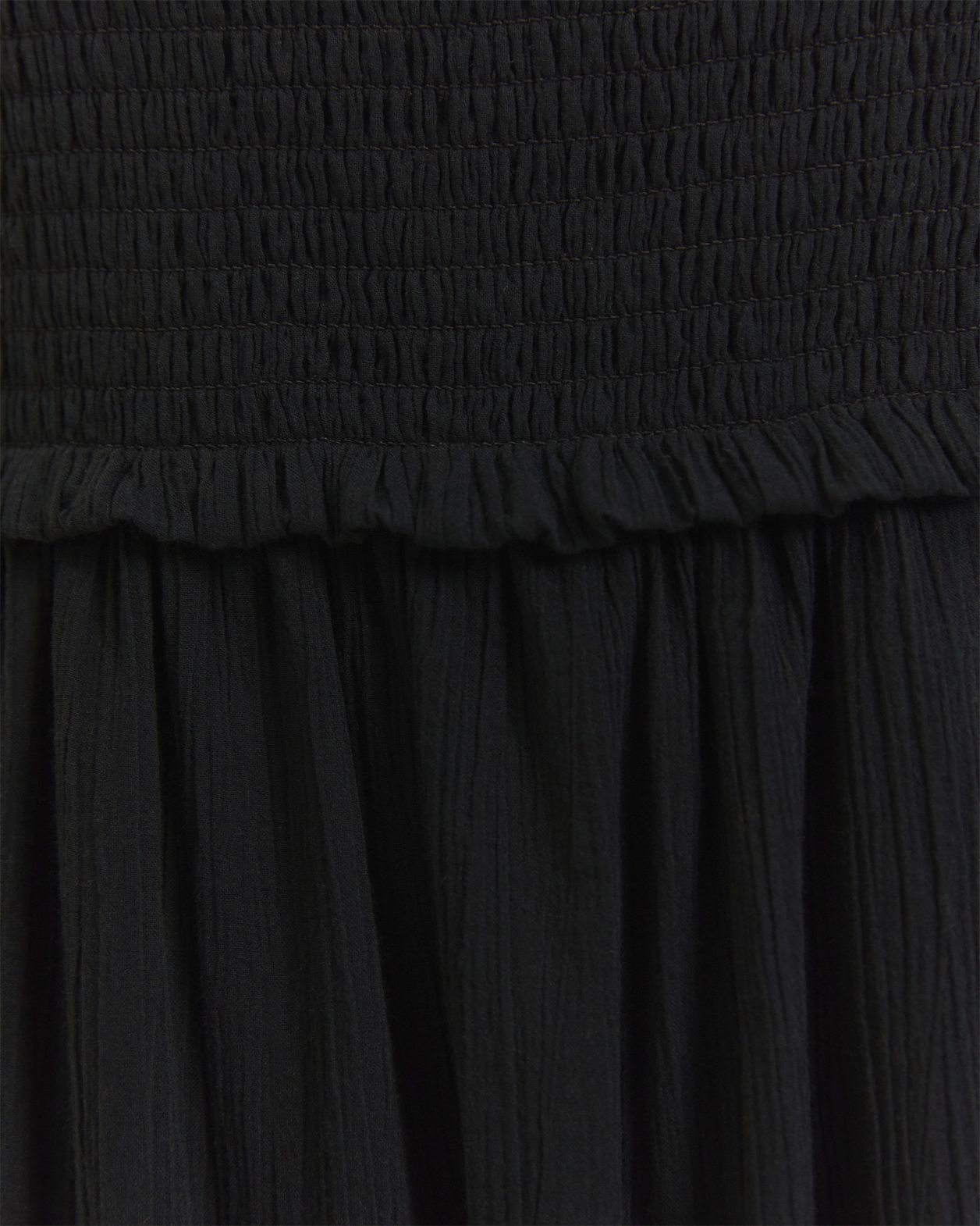 Lucy Shirred Midi Dress in BLACK