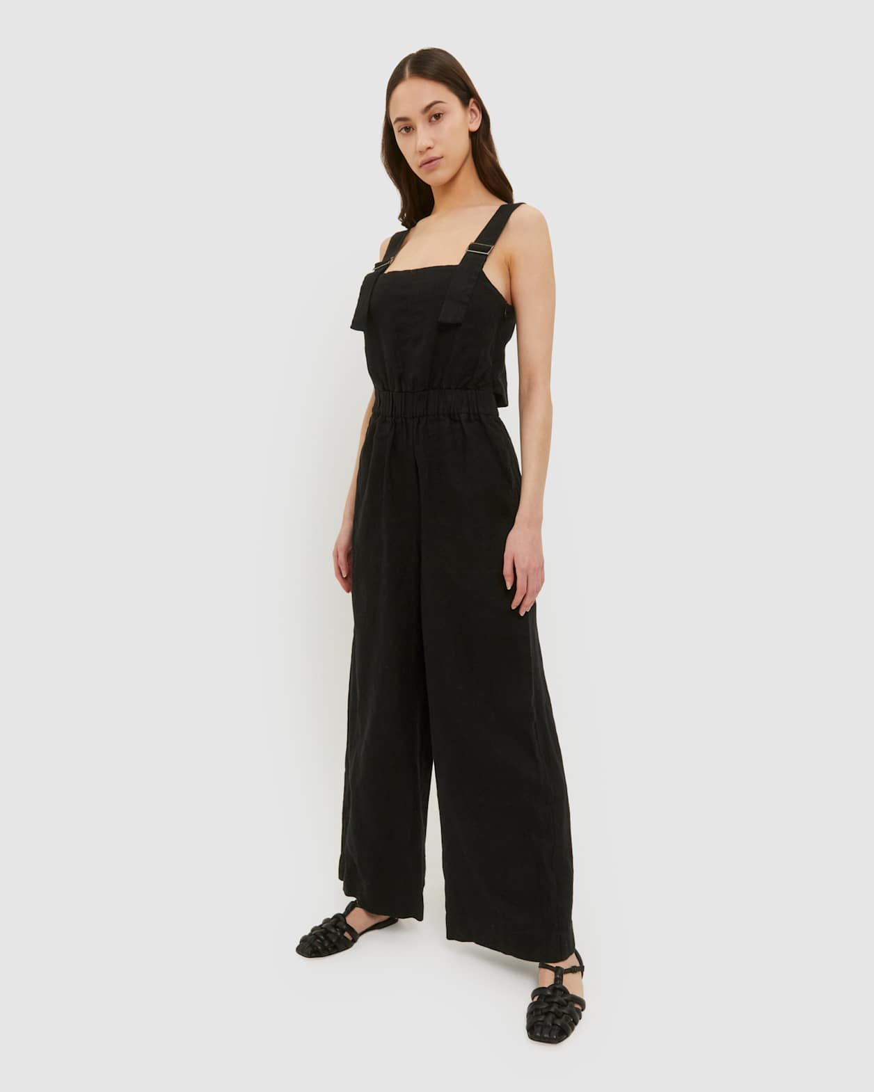 Sara Linen Jumpsuit in BLACK