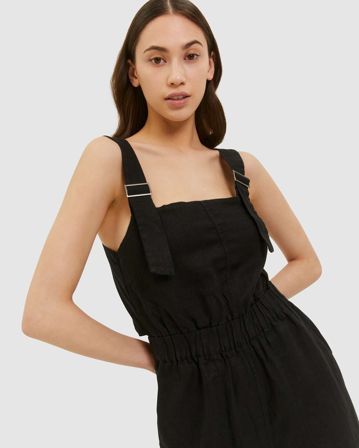 Sara Linen Jumpsuit in BLACK