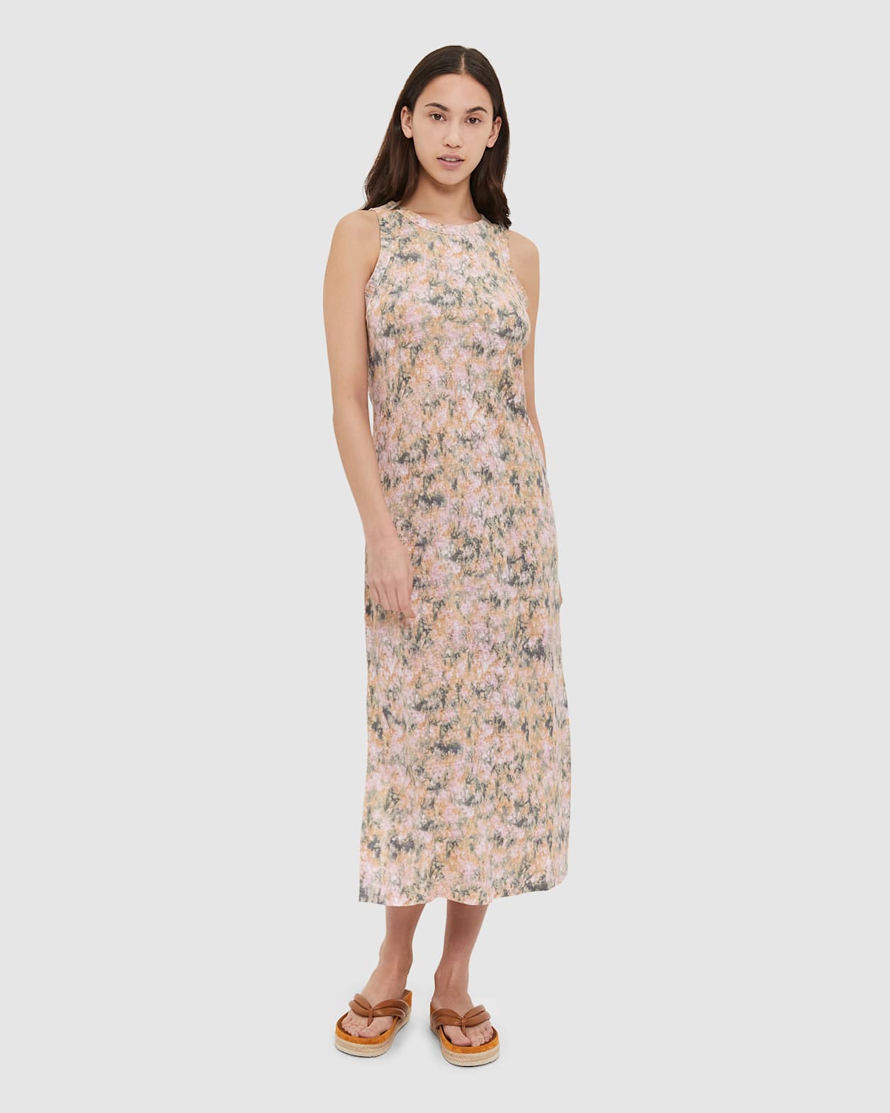 Ava Linen Printed Dress in MULTI