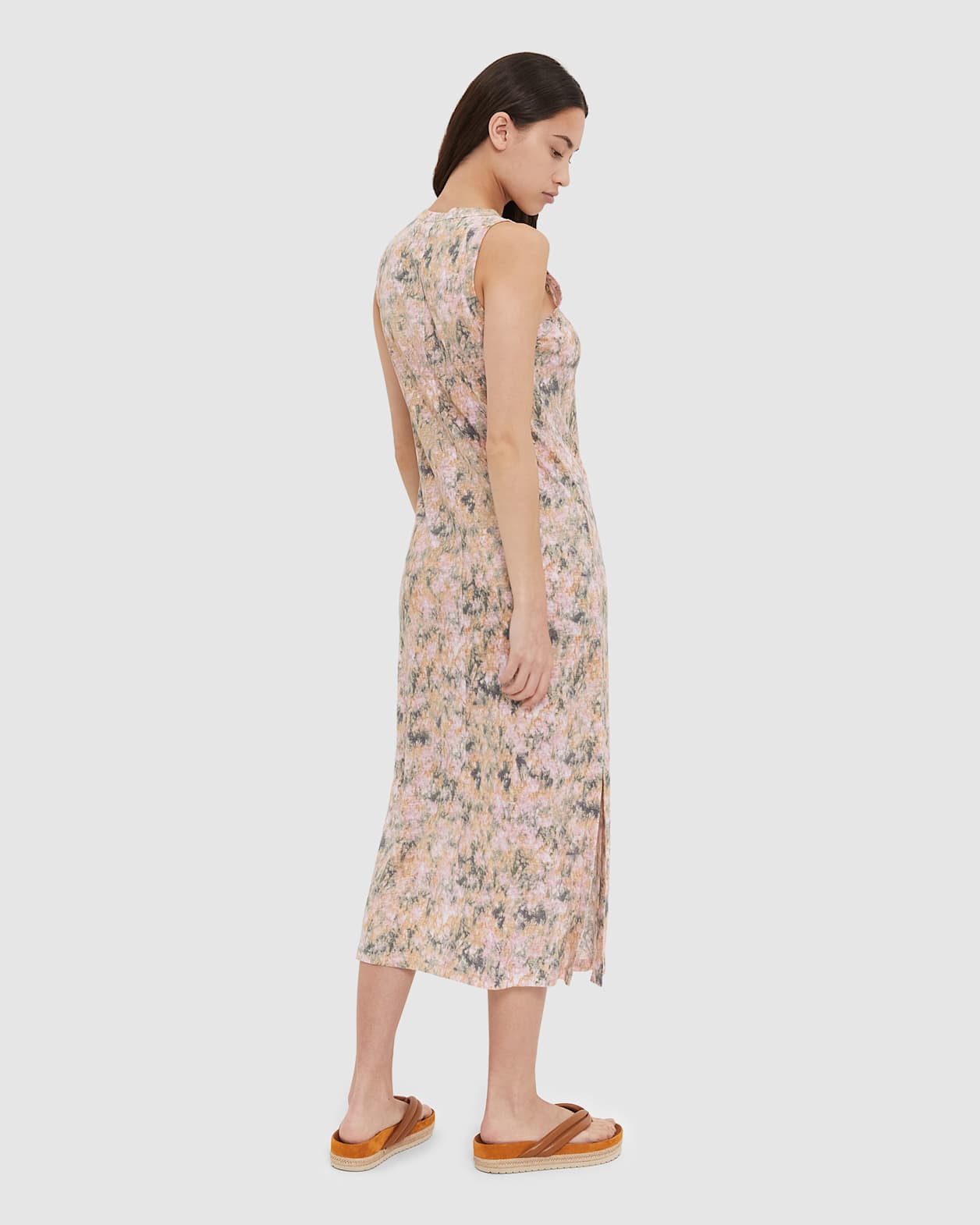 Ava Linen Printed Dress in MULTI