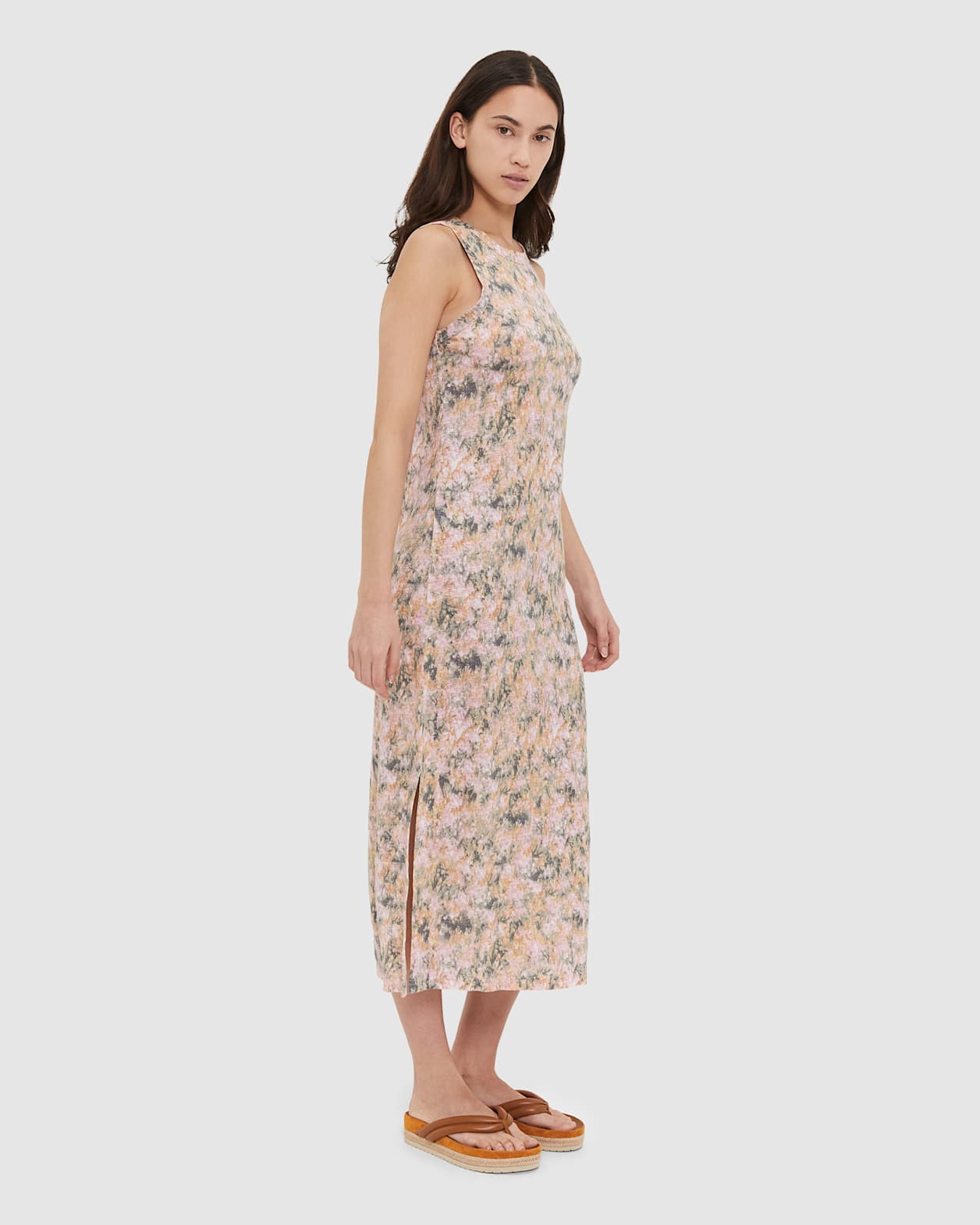 Ava Linen Printed Dress in MULTI