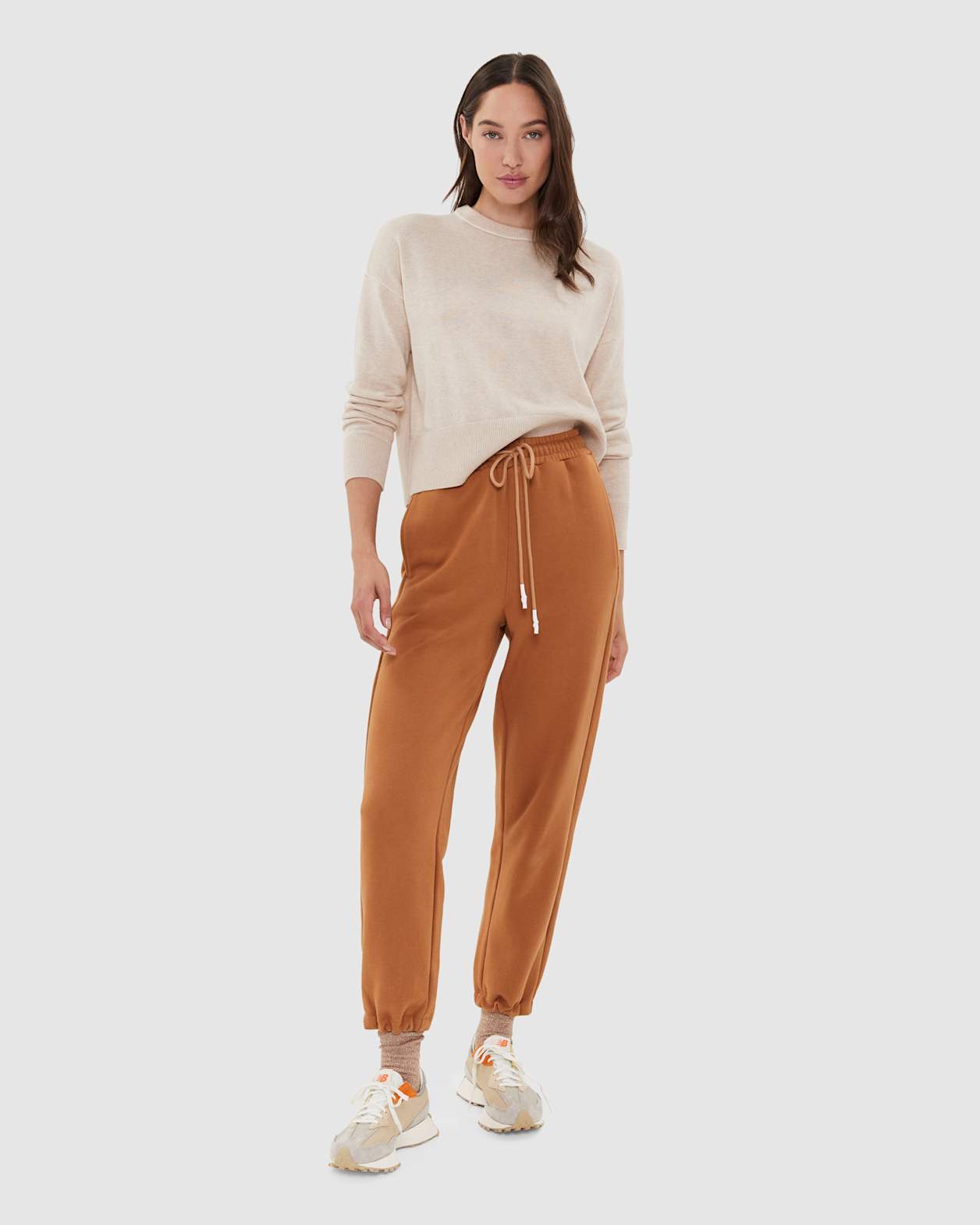 Orla Cotton Cashmere Crew in LIMESTONE
