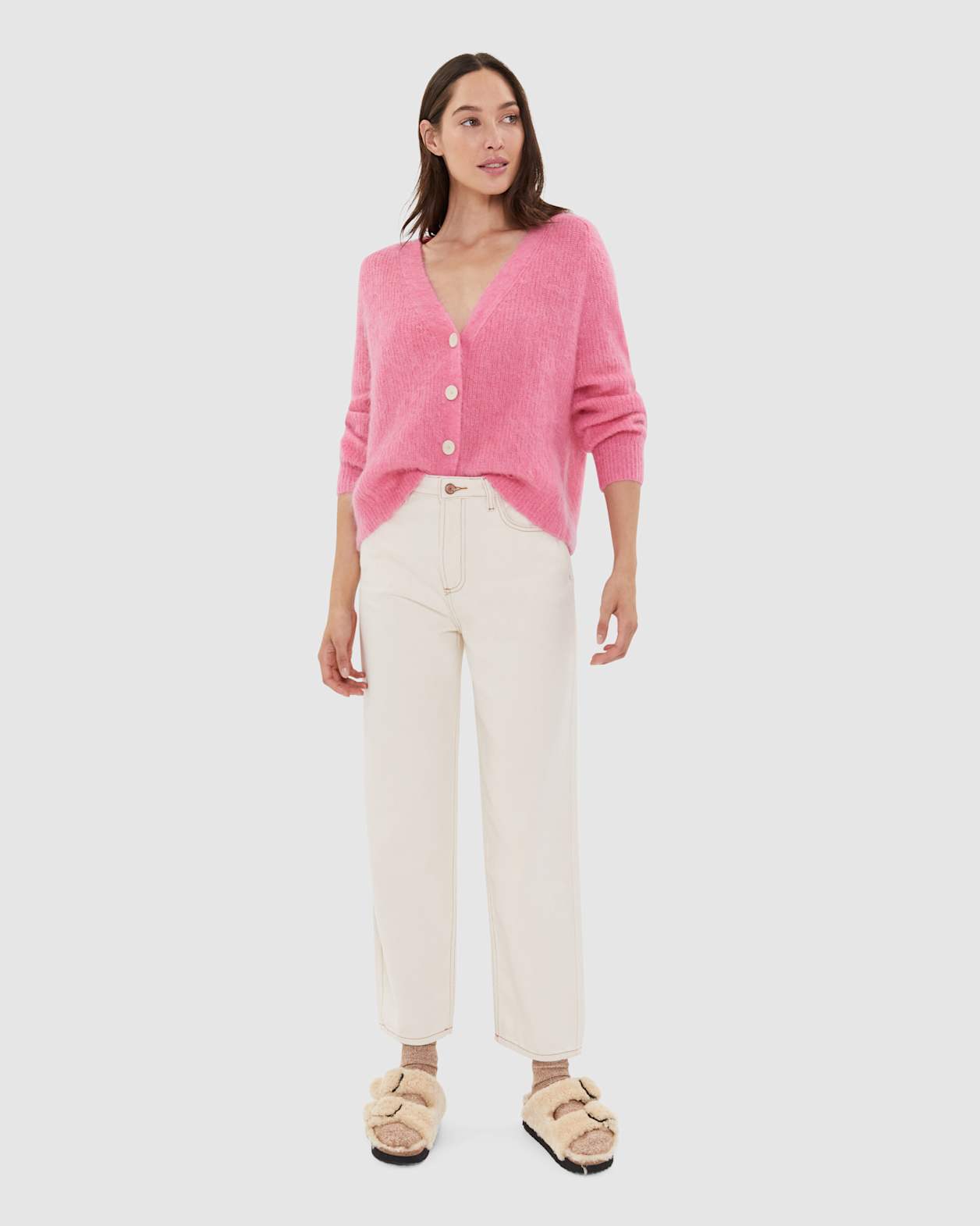 Jane Mohair Oversized Cardigan in CANDY