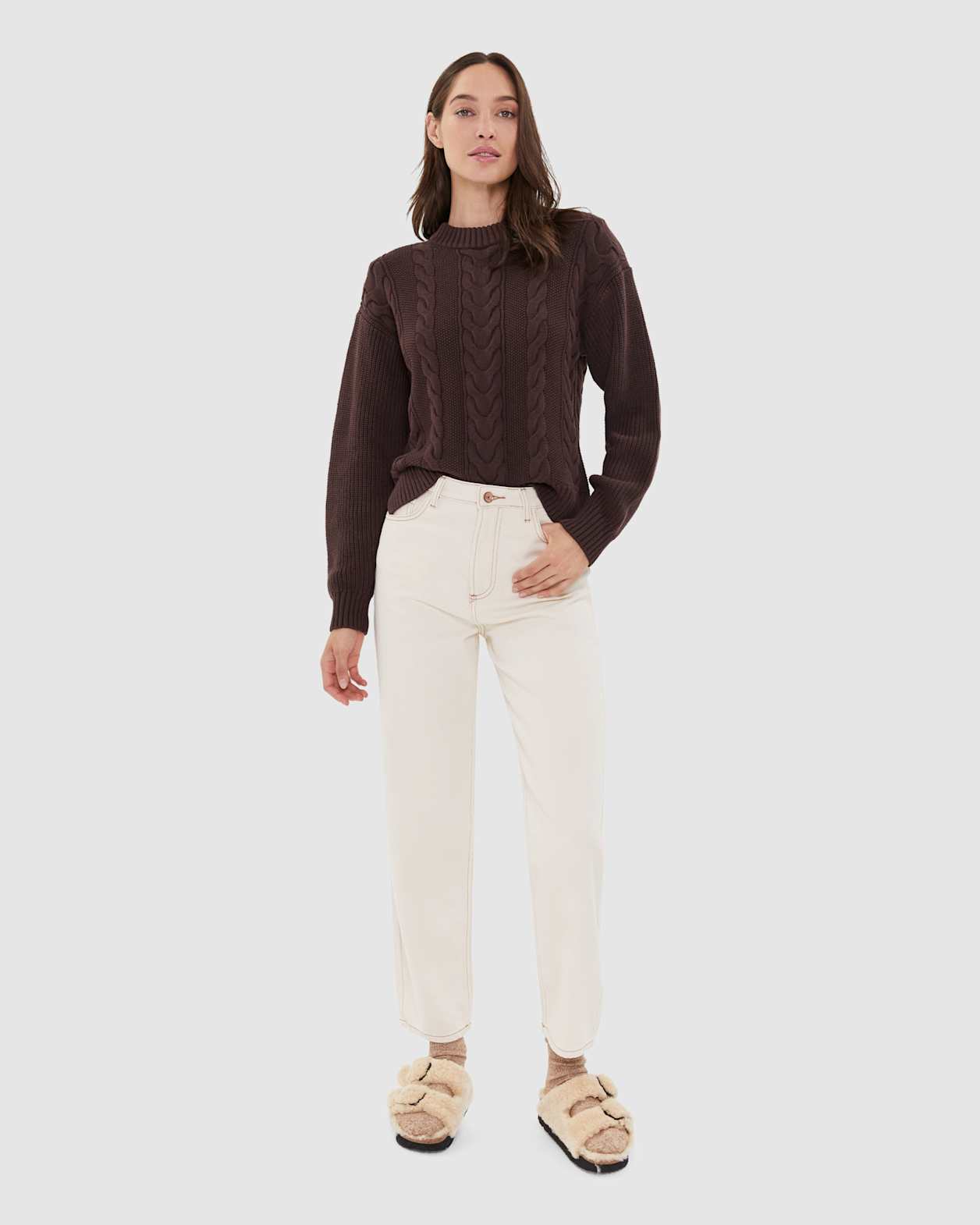 Sofia Cable Knit in DARK CHOCOLATE