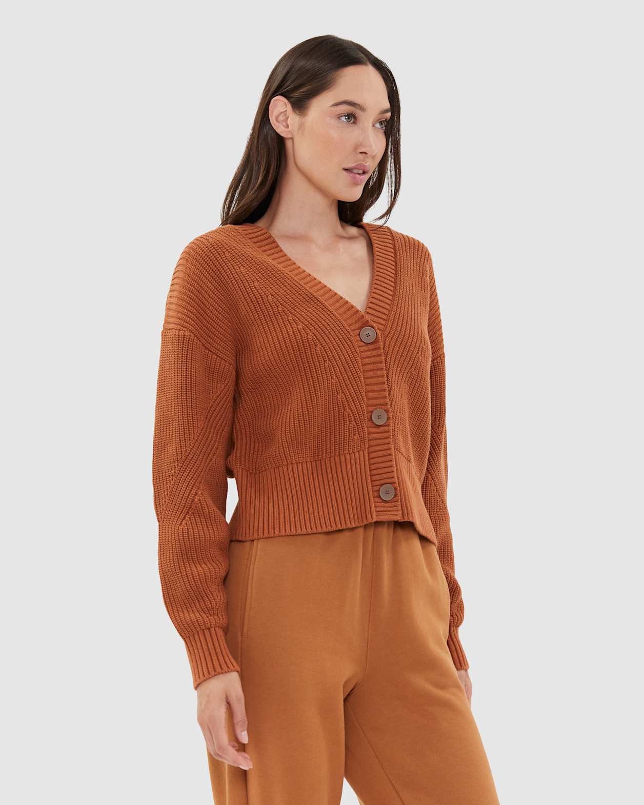 Sofia Knit Cardigan in BURNT HENNA