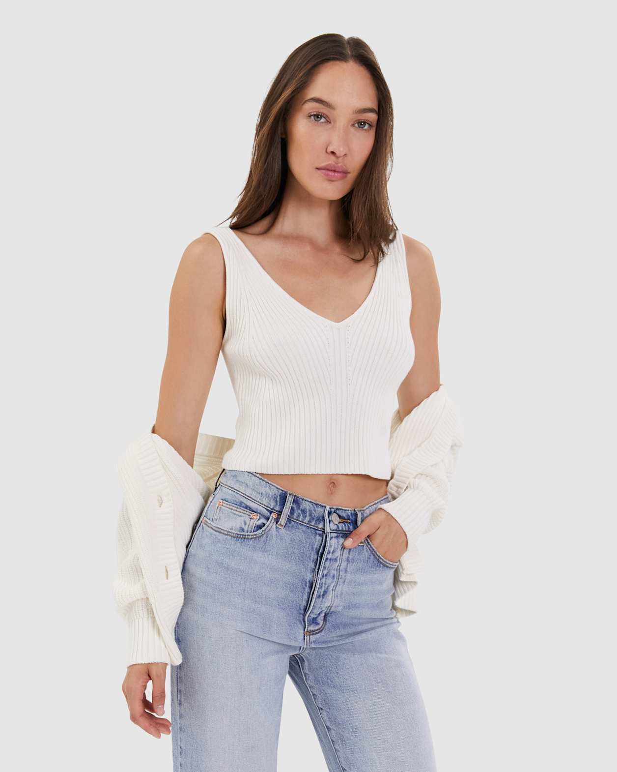Sofia Knit Tank in OFF WHITE
