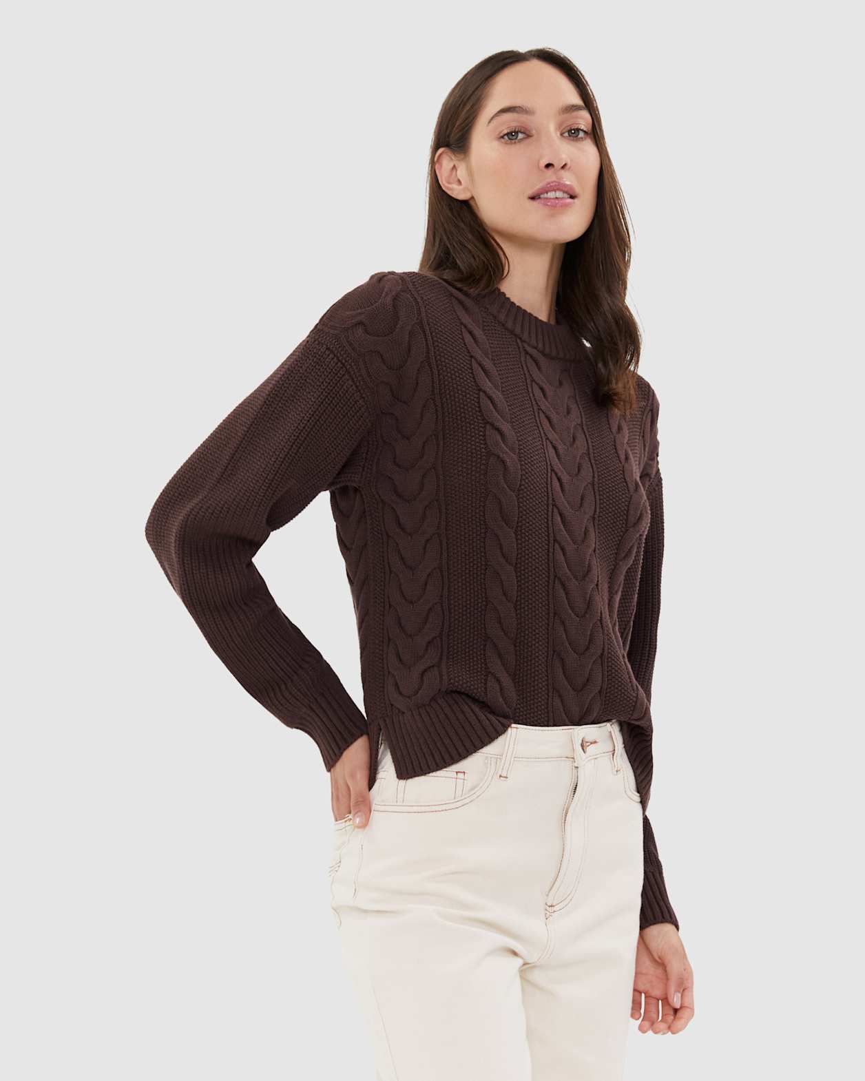 Sofia Cable Knit in DARK CHOCOLATE