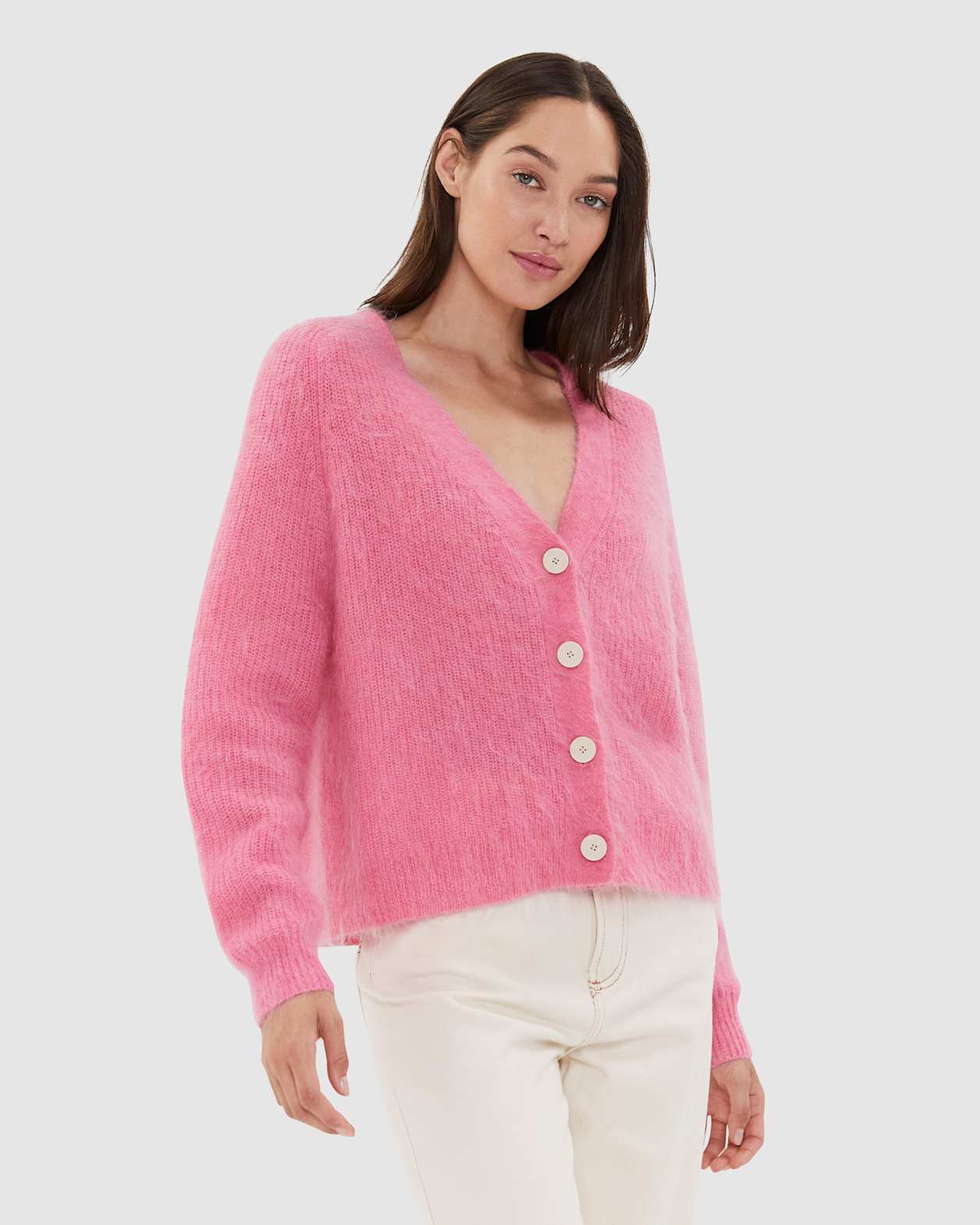 Jane Mohair Oversized Cardigan in CANDY