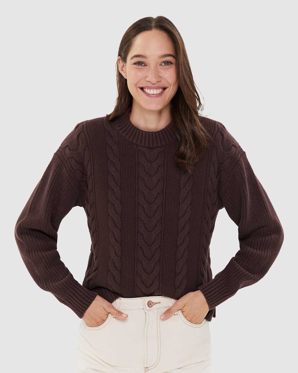 Sofia Cable Knit in DARK CHOCOLATE
