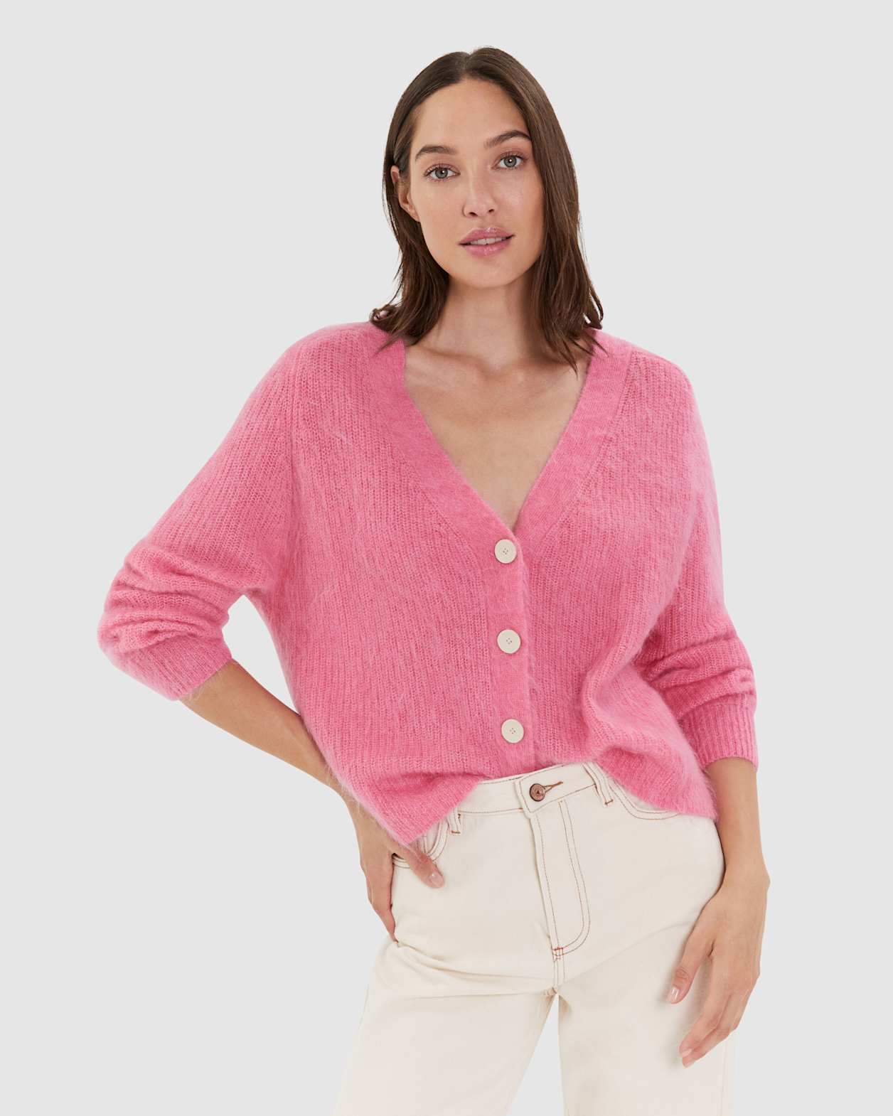 Jane Mohair Oversized Cardigan in CANDY