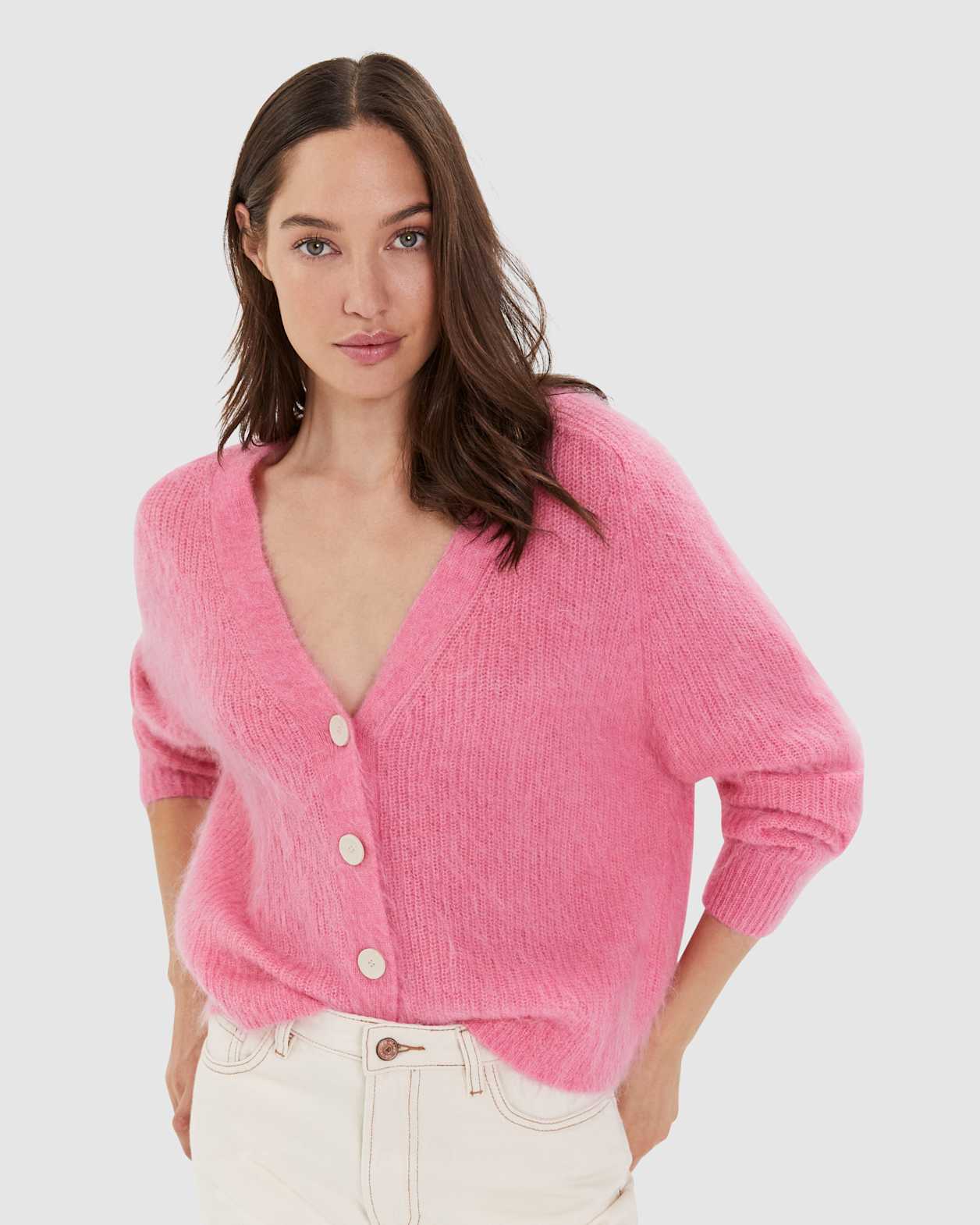 Jane Mohair Oversized Cardigan in CANDY