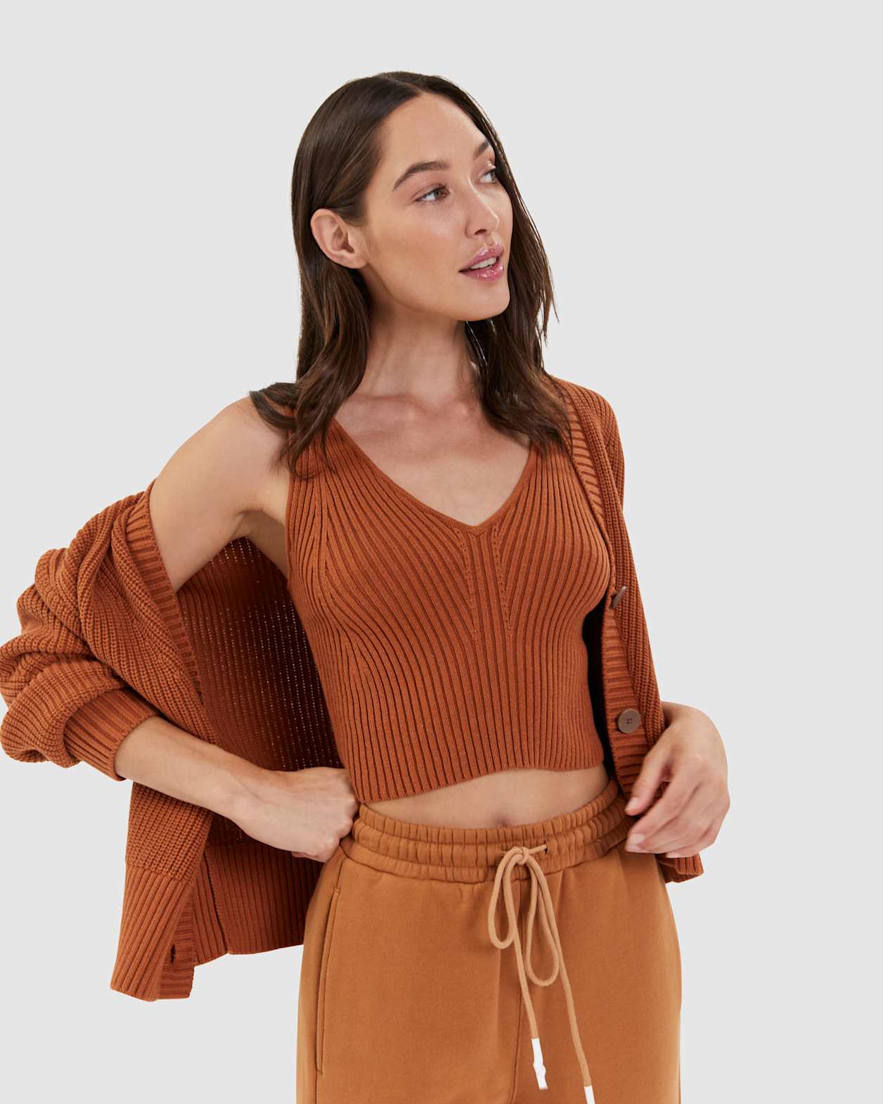 Sofia Knit Cardigan in BURNT HENNA