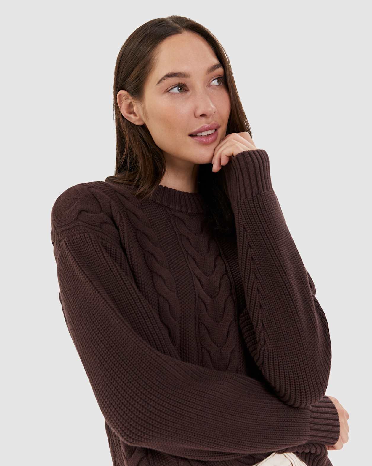 Sofia Cable Knit in DARK CHOCOLATE