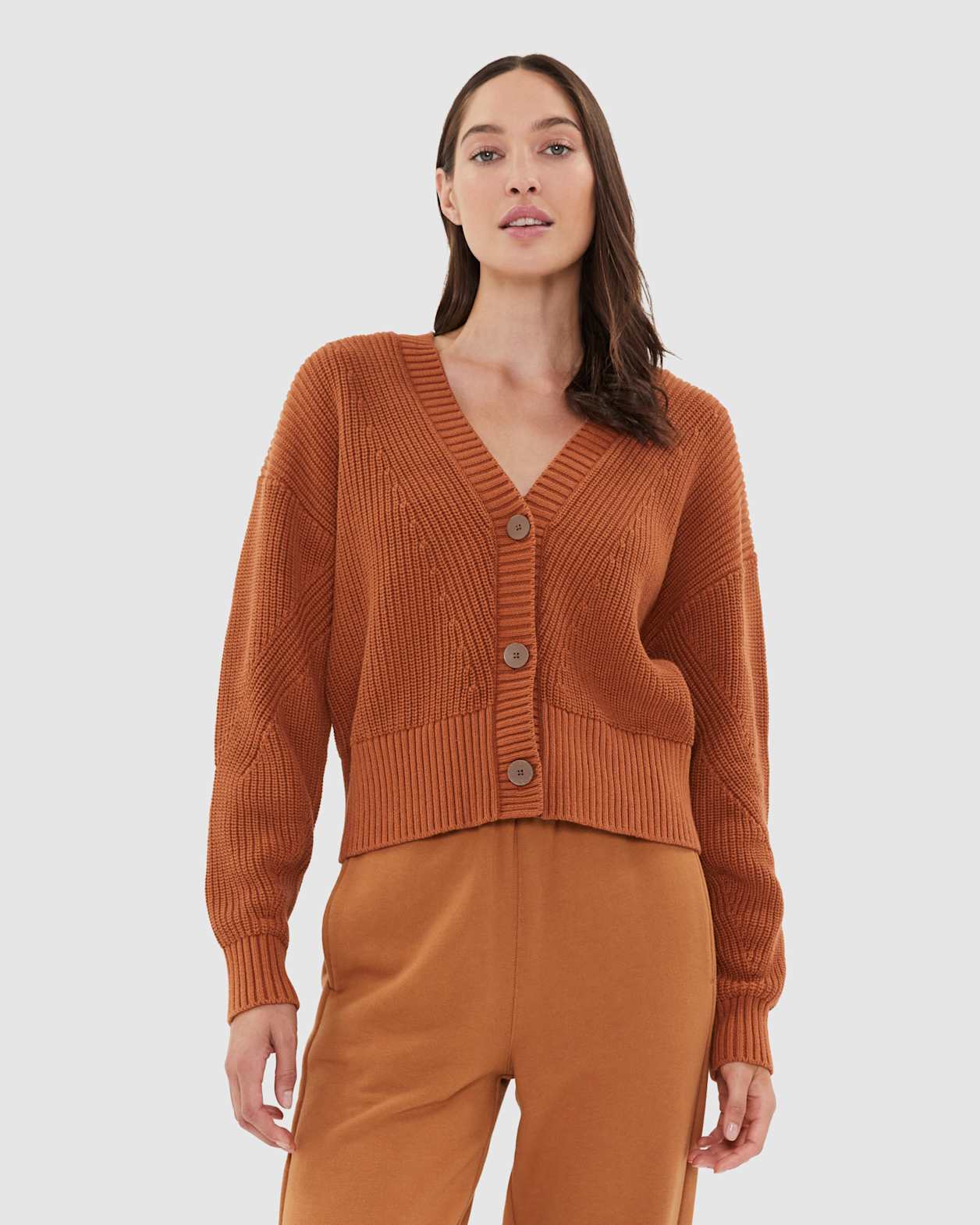 Sofia Knit Cardigan in BURNT HENNA