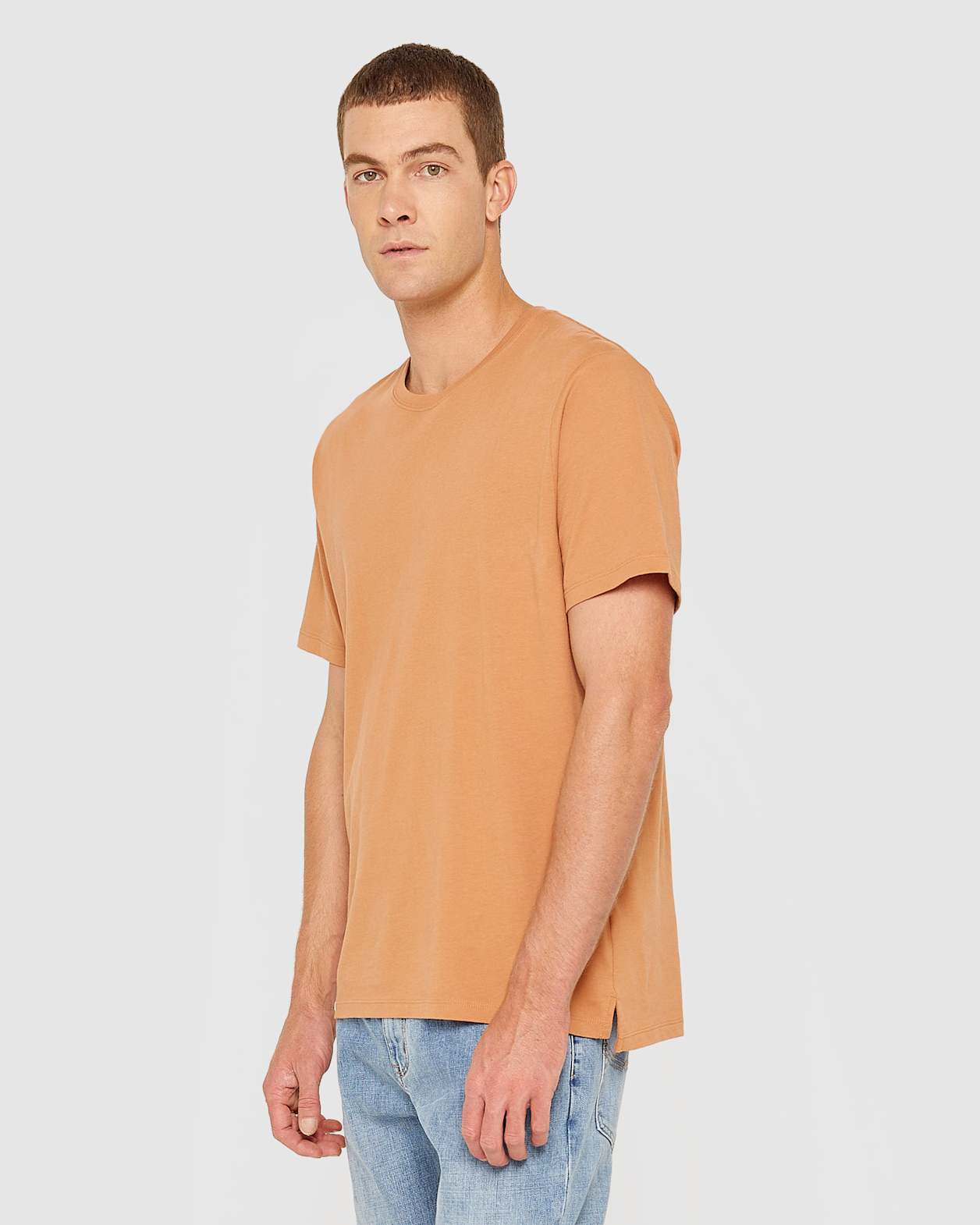 Organic Split Tee in BURNT ORANGE