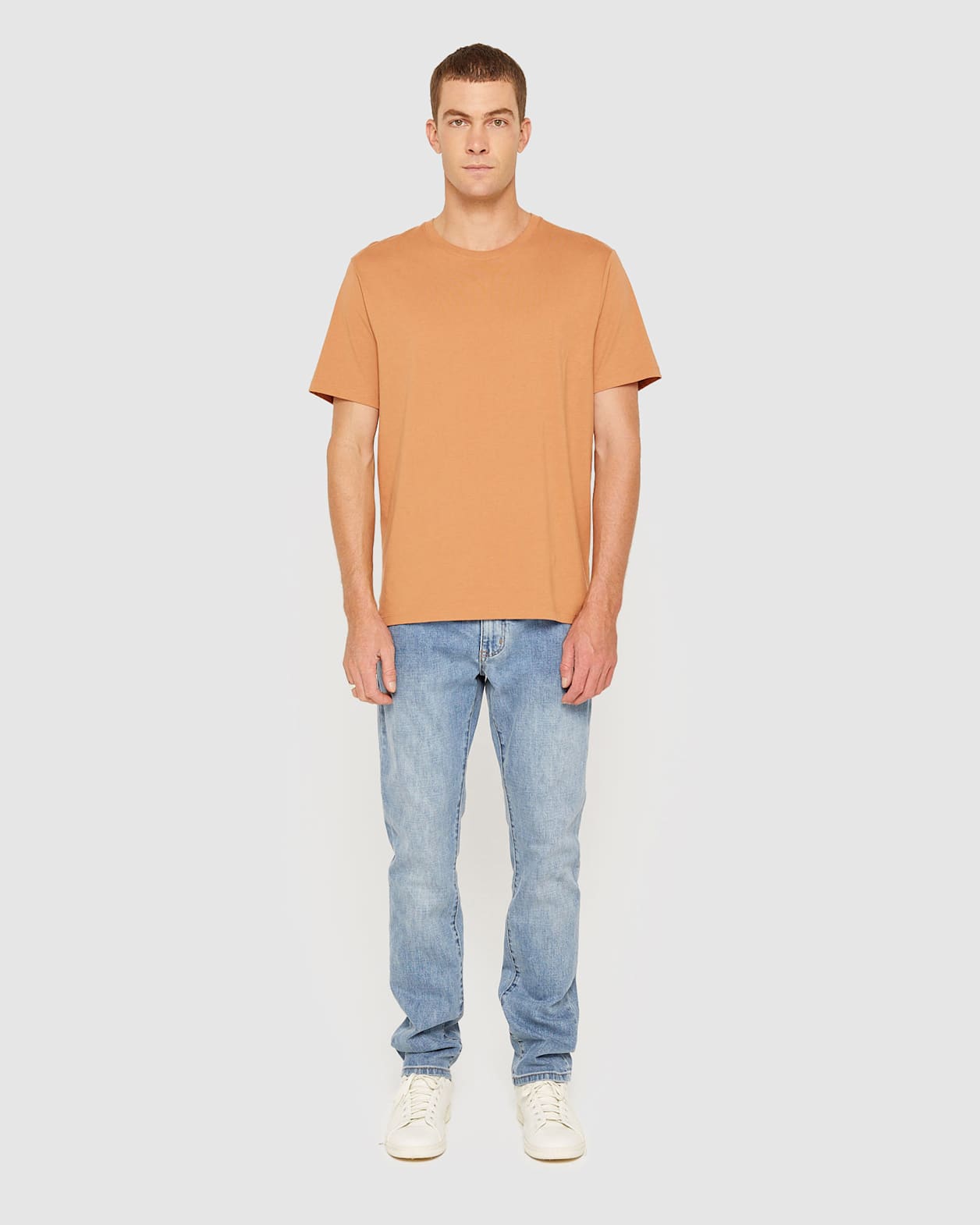 Organic Split Tee in BURNT ORANGE