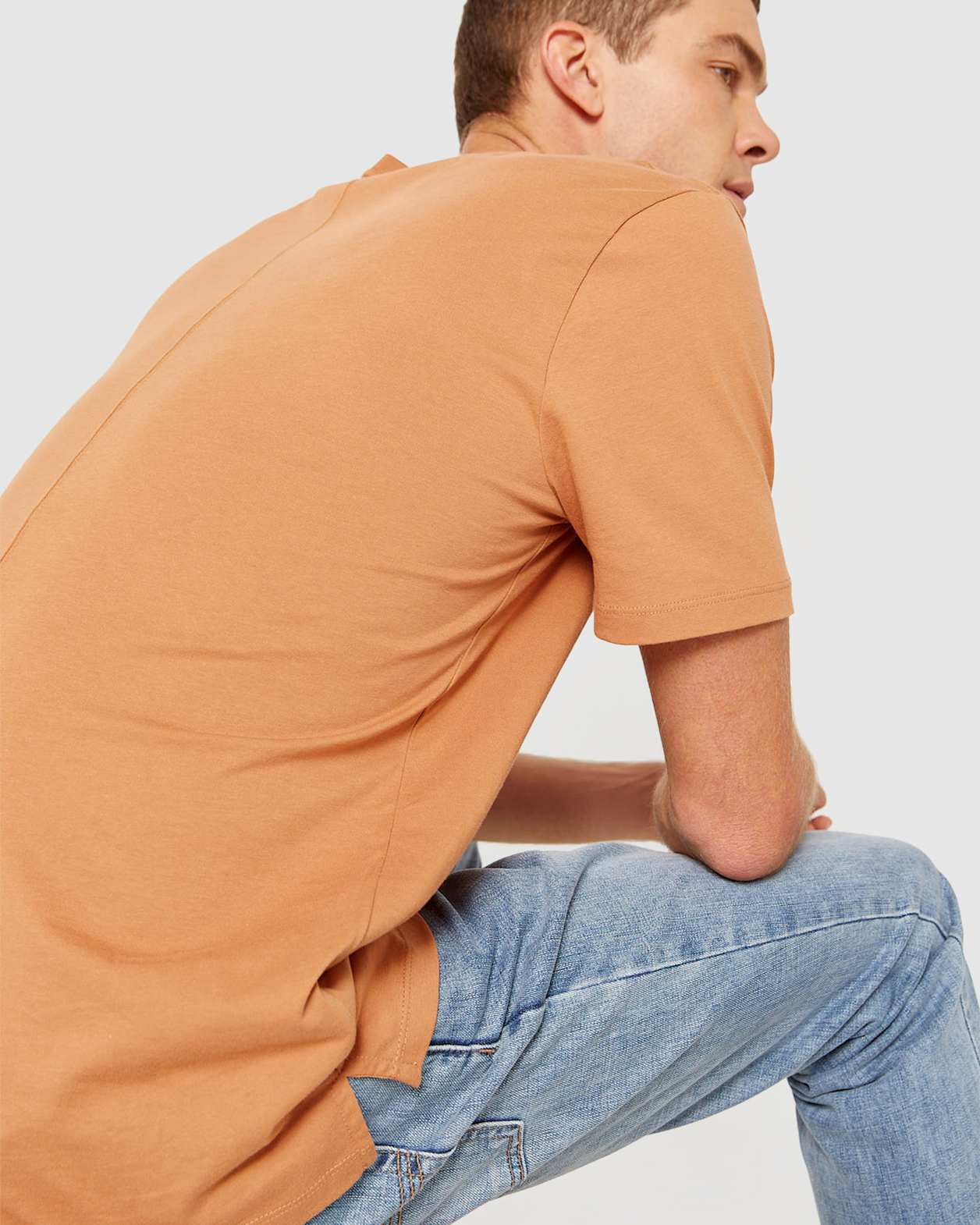 Organic Split Tee in BURNT ORANGE