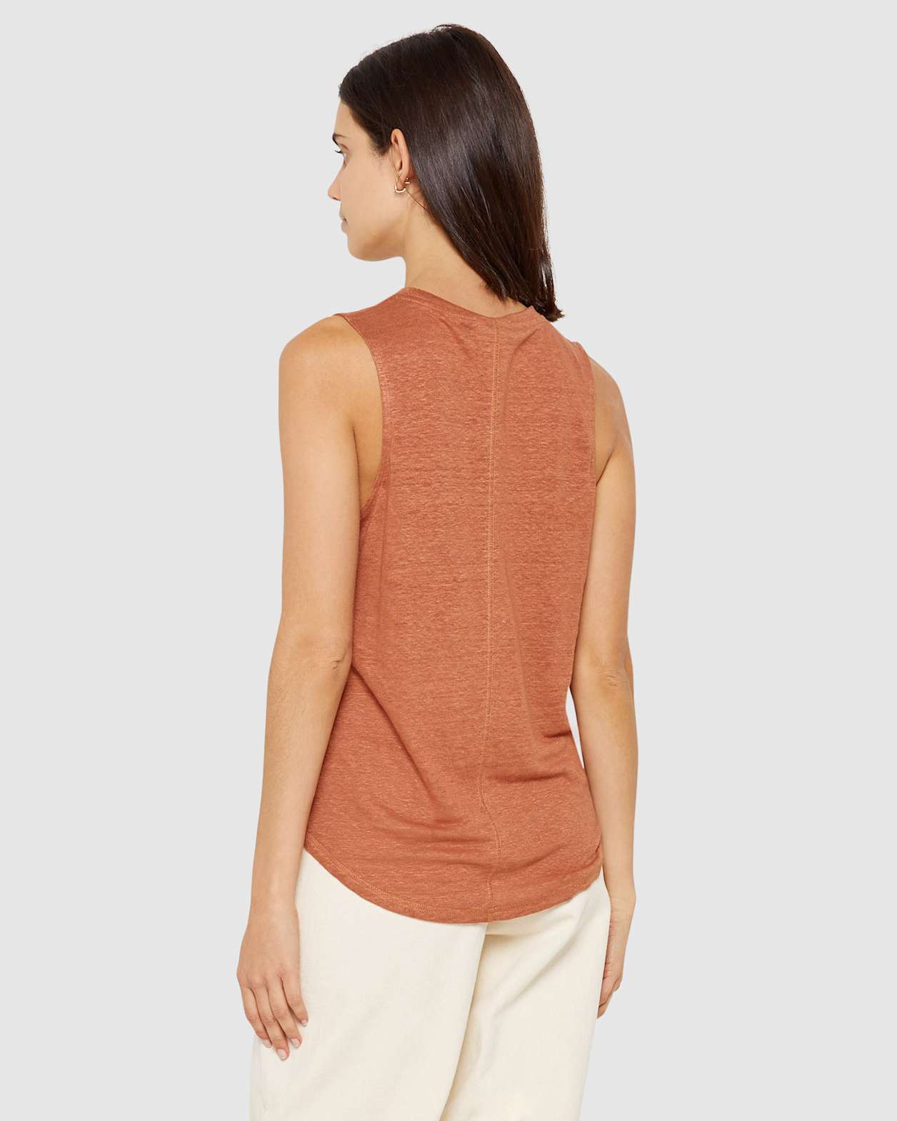 Ava Linen Tank in RUST