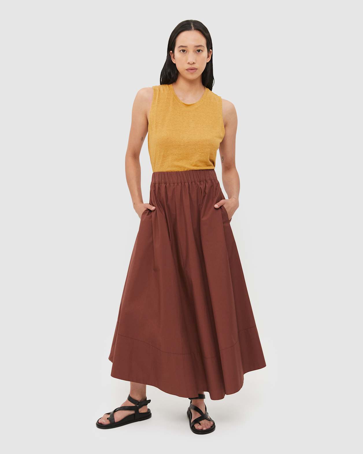 Ava Linen Tank in GOLD