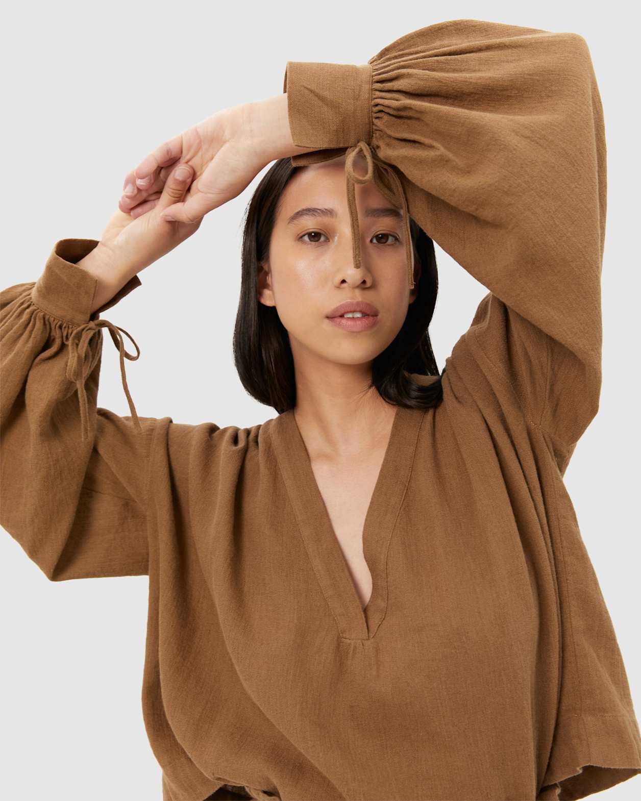 Margot V Neck Blouse in DEEP OLIVE