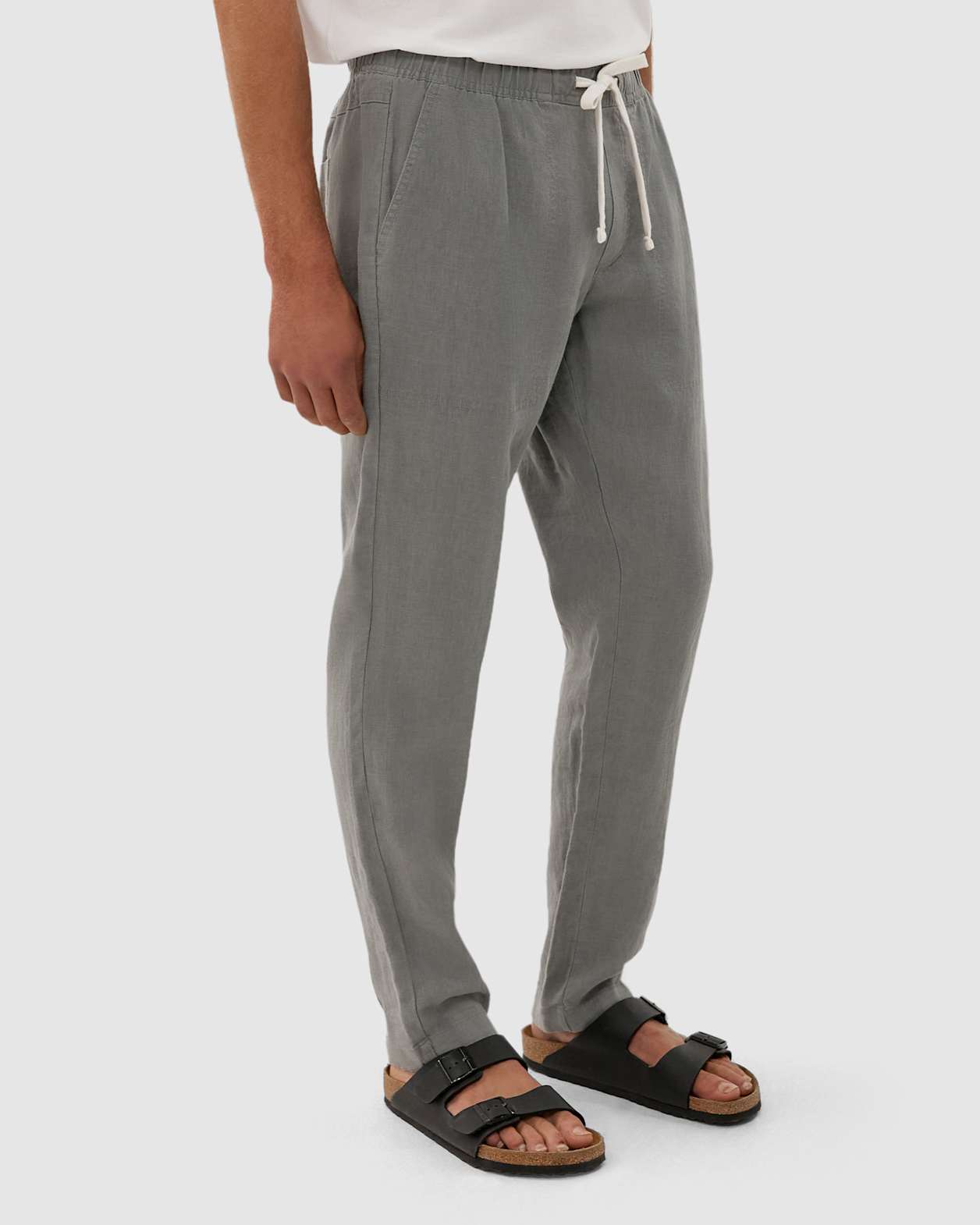 Linen Pull On Pant in GREEN SMOKE