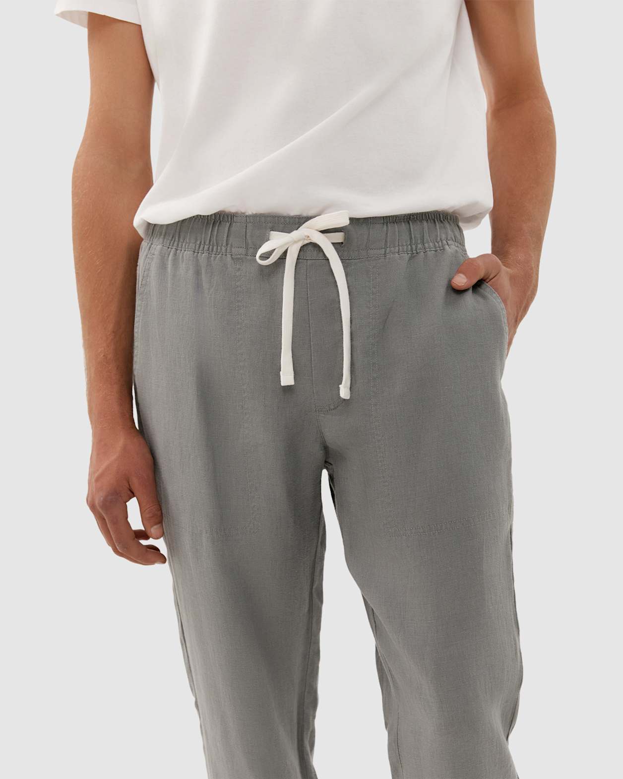 Linen Pull On Pant in GREEN SMOKE