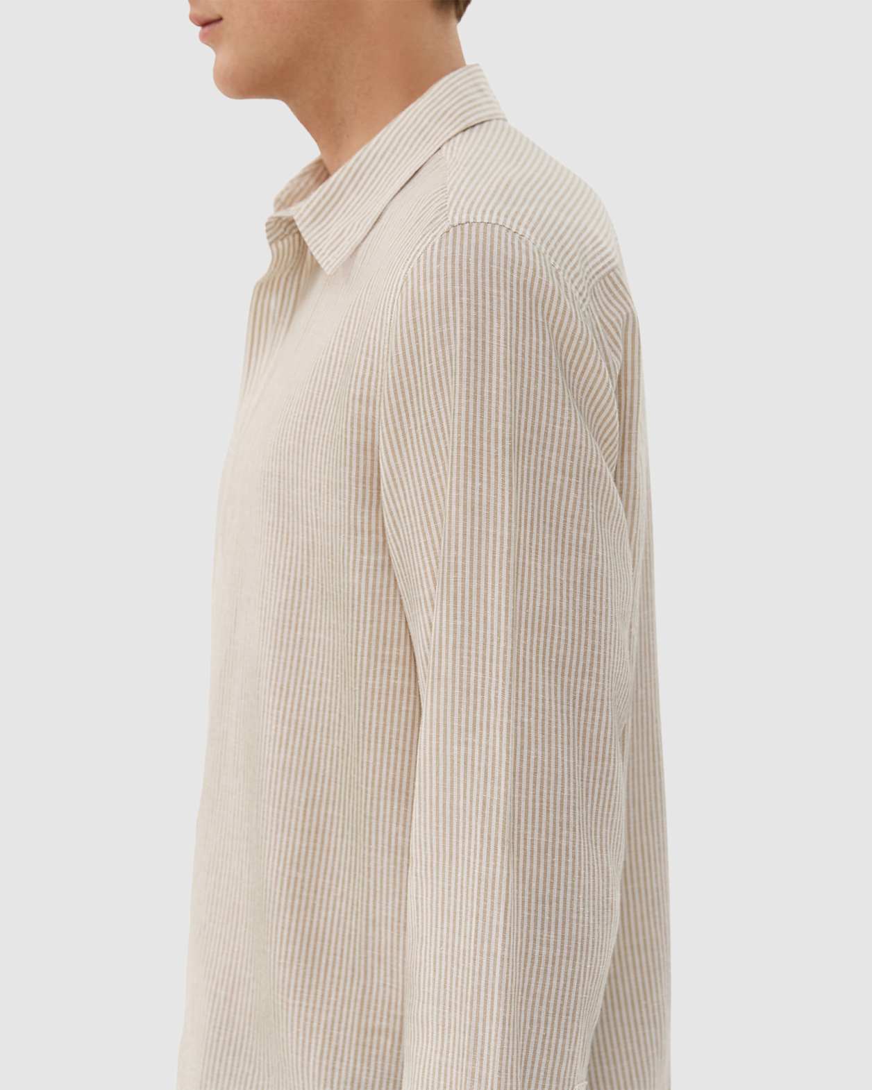 Stripe Lyocell Linen Shirt in WHITE/GELATO