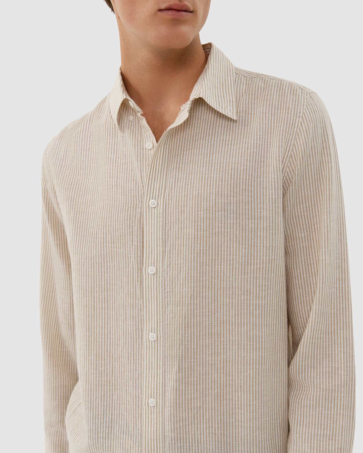 Stripe Lyocell Linen Shirt in WHITE/GELATO