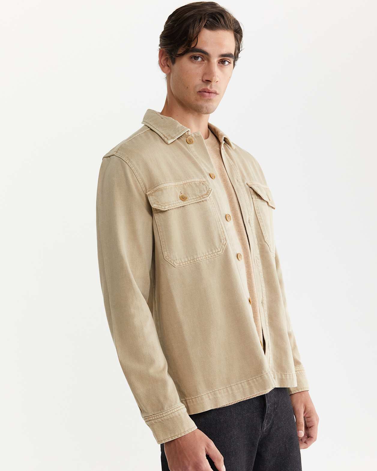Overdyed Shirt Jacket in NEUTRAL