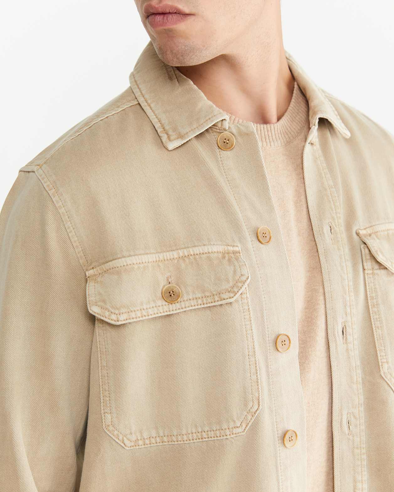 Overdyed Shirt Jacket in NEUTRAL