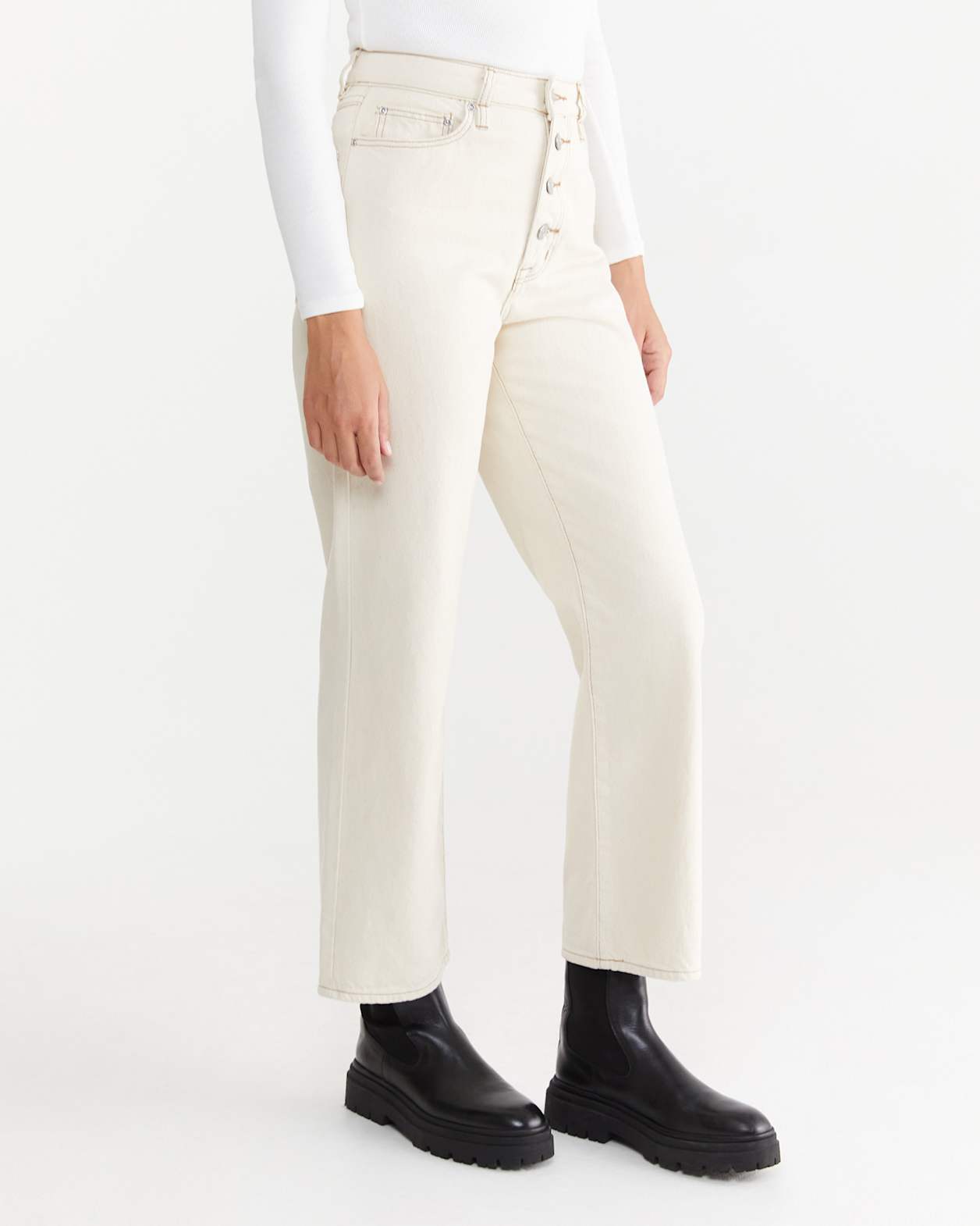 Keeks High Rise Straight Jean in ECRU