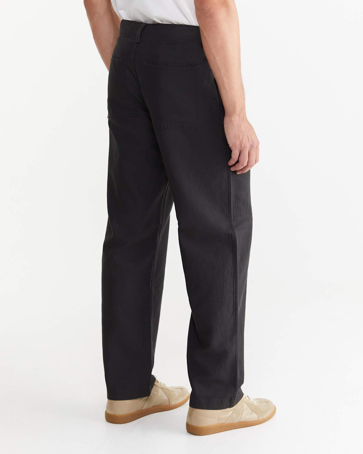 Cotton Linen Workroom Pants in WASHED BLACK