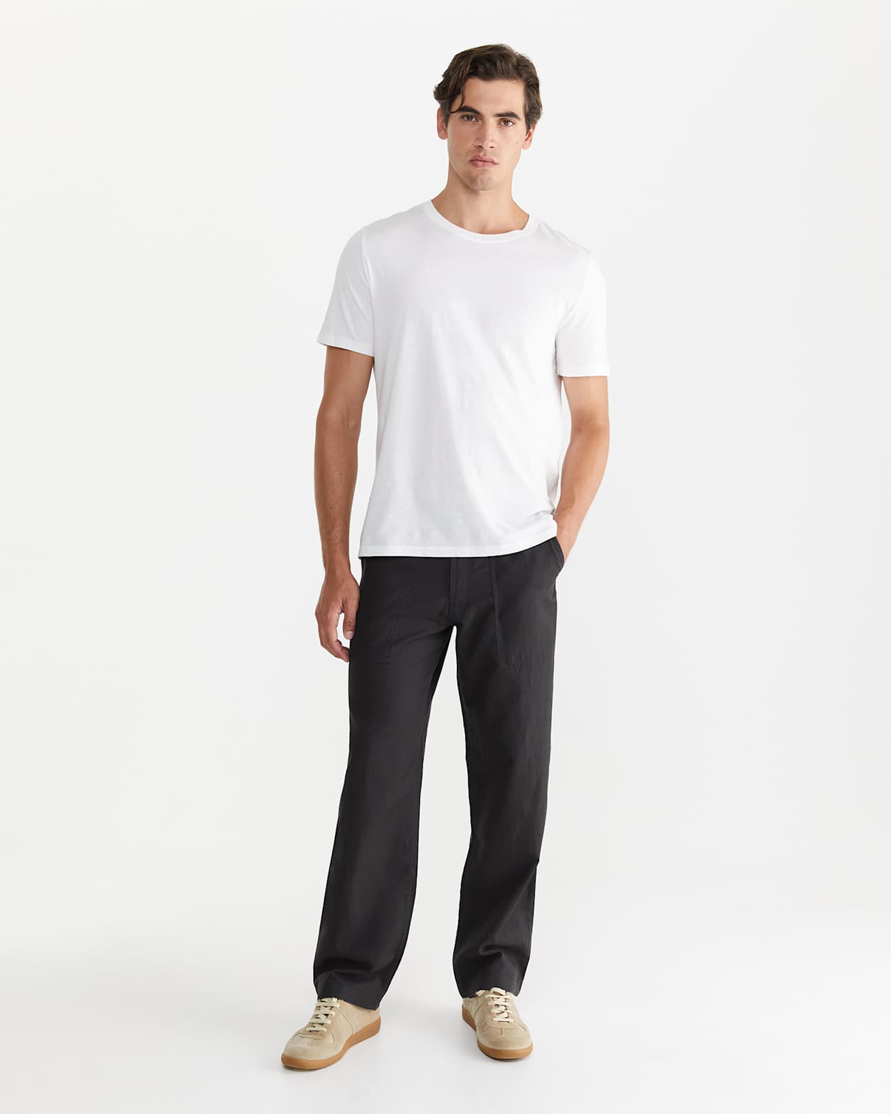 Cotton Linen Workroom Pants in WASHED BLACK