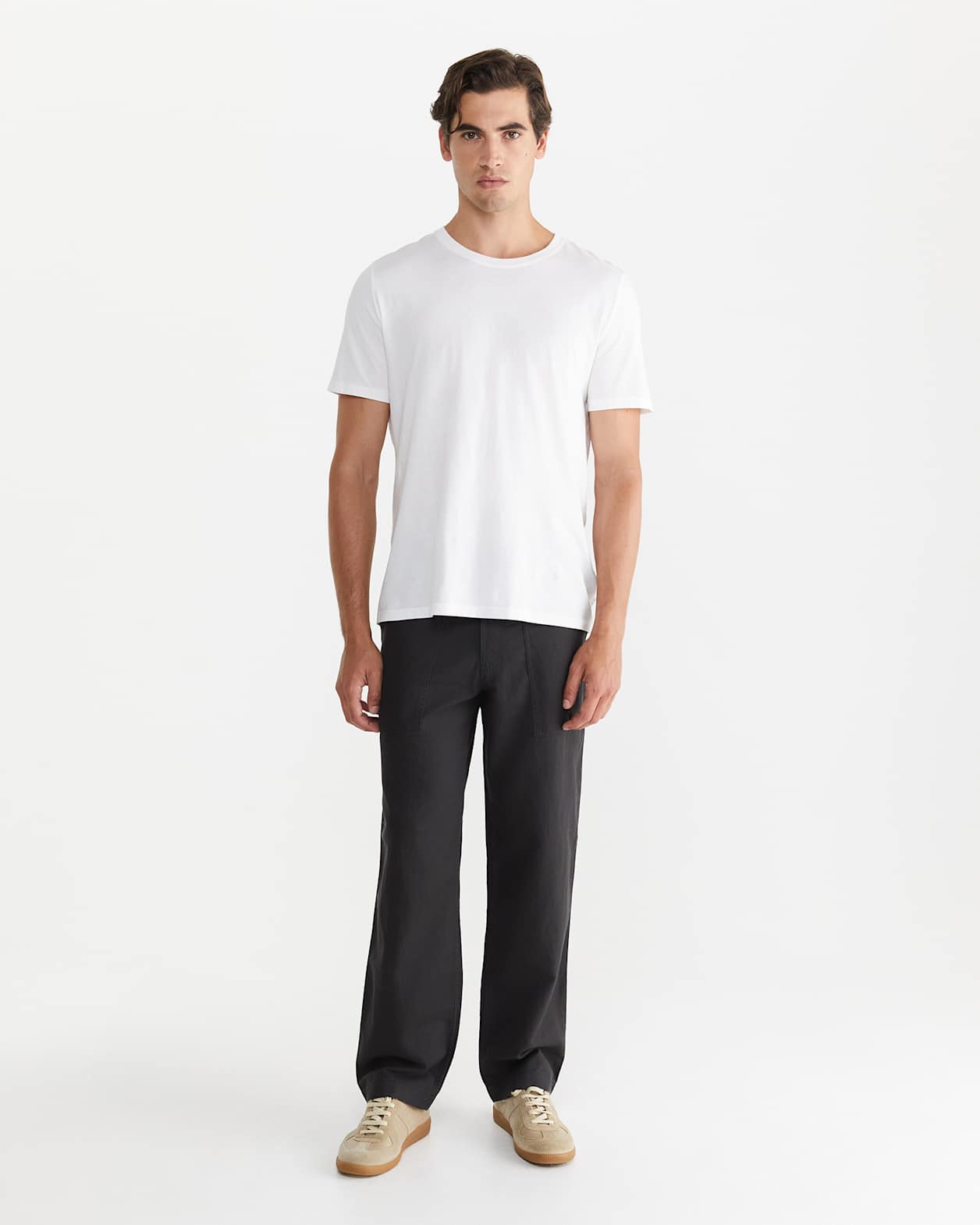 Cotton Linen Workroom Pants in WASHED BLACK