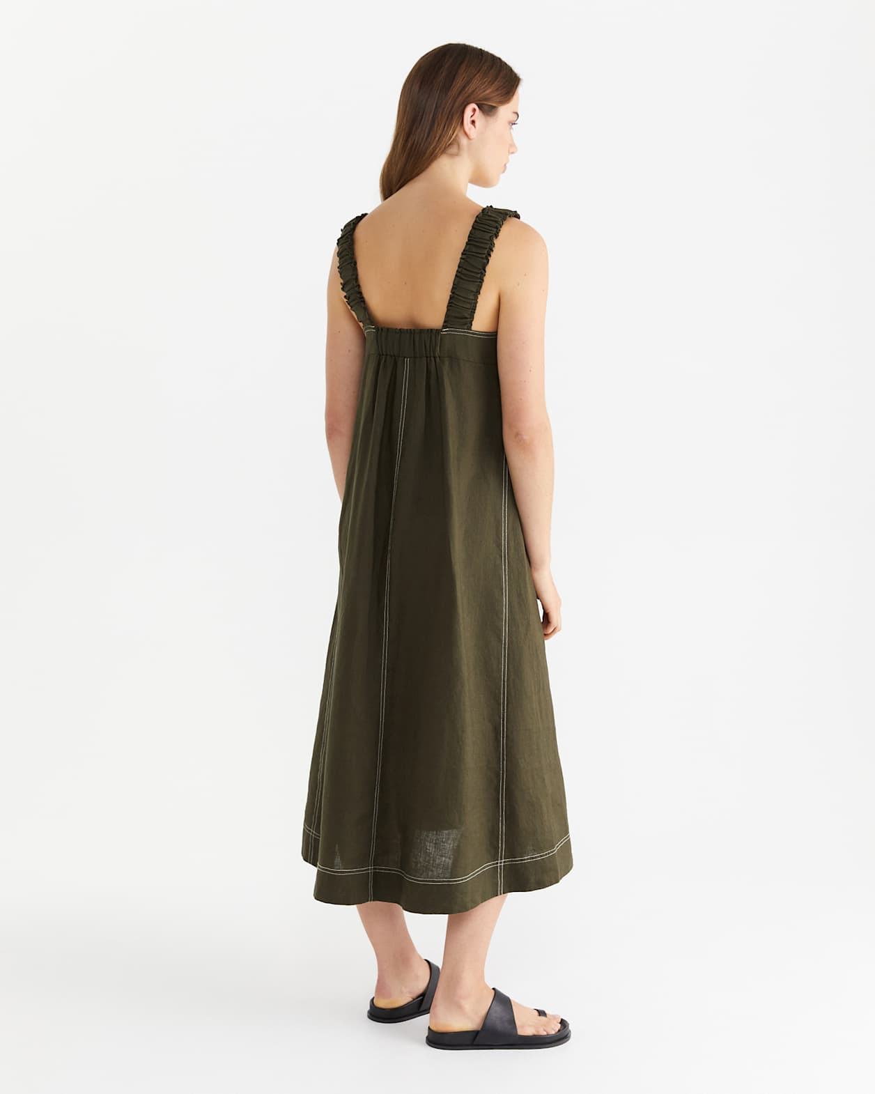 Kiki Elastic Strap Dress in KHAKI