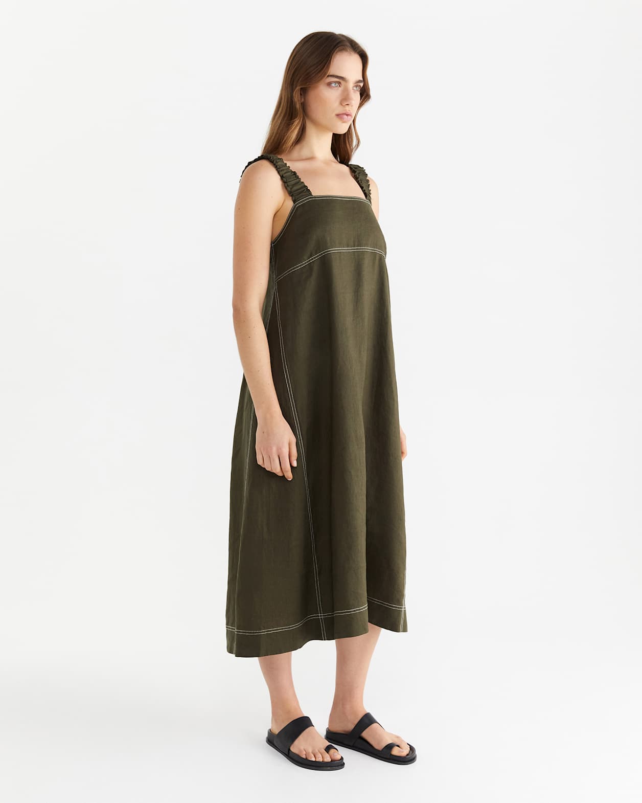 Kiki Elastic Strap Dress in KHAKI
