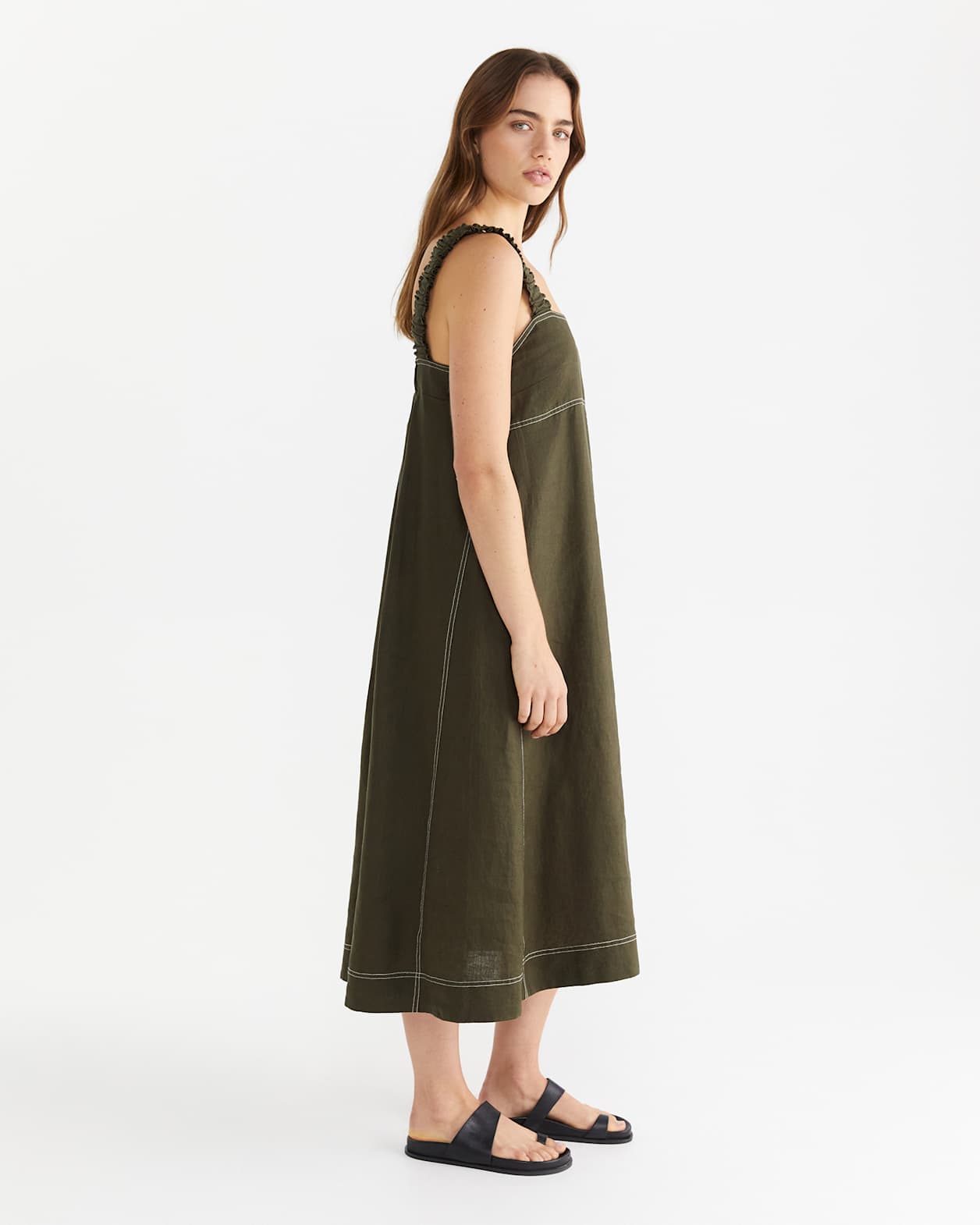 Kiki Elastic Strap Dress in KHAKI