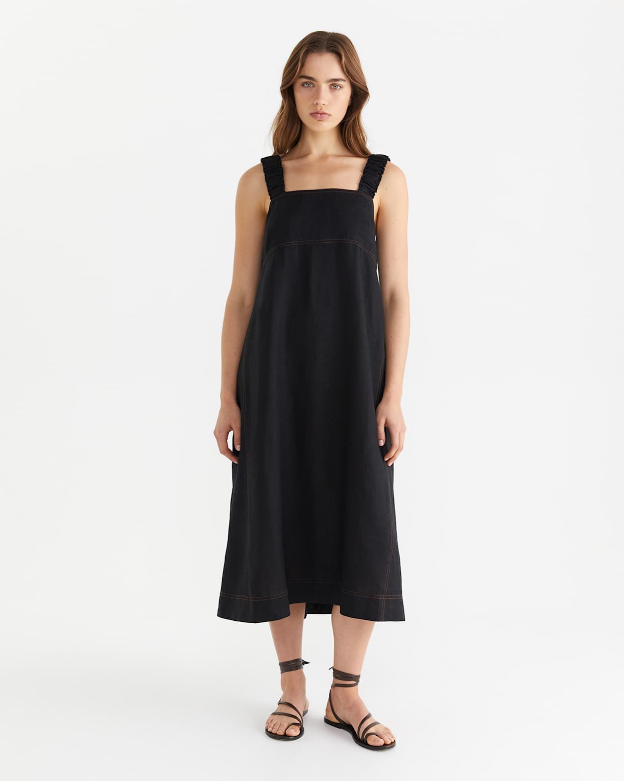 Kiki Elastic Strap Dress in BLACK
