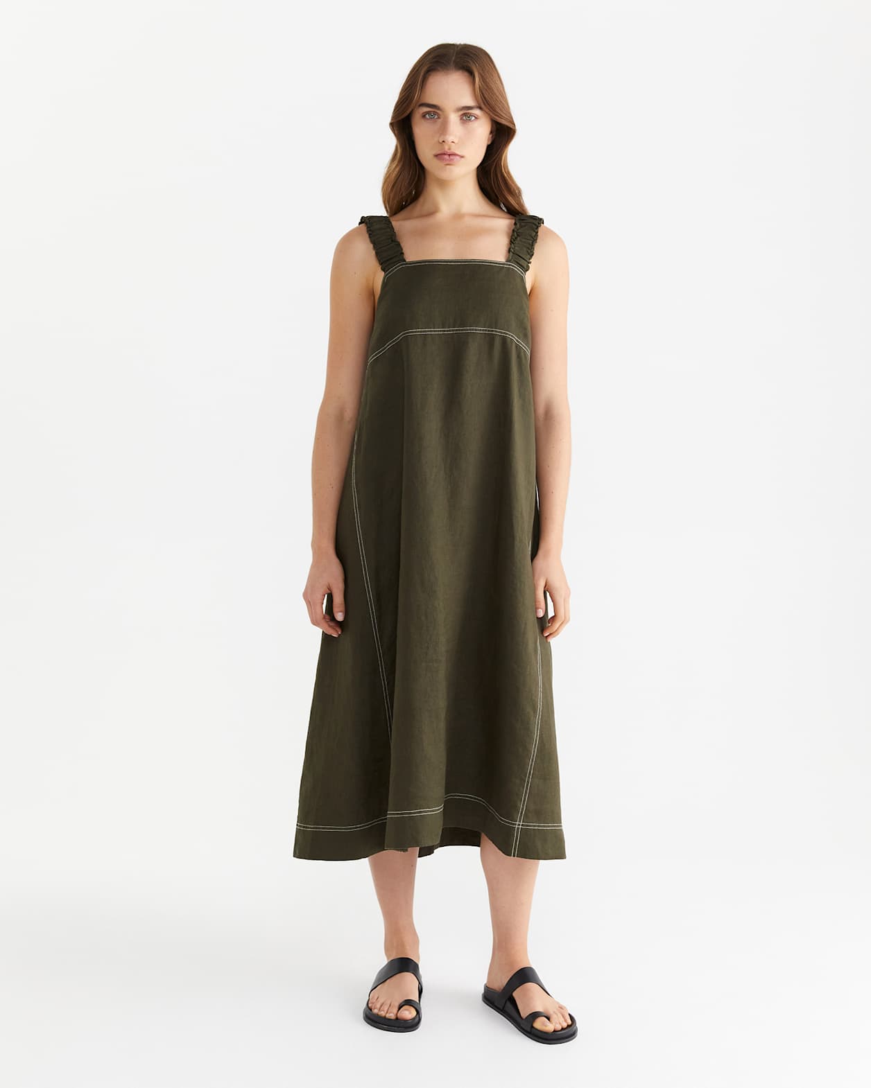 Kiki Elastic Strap Dress in KHAKI