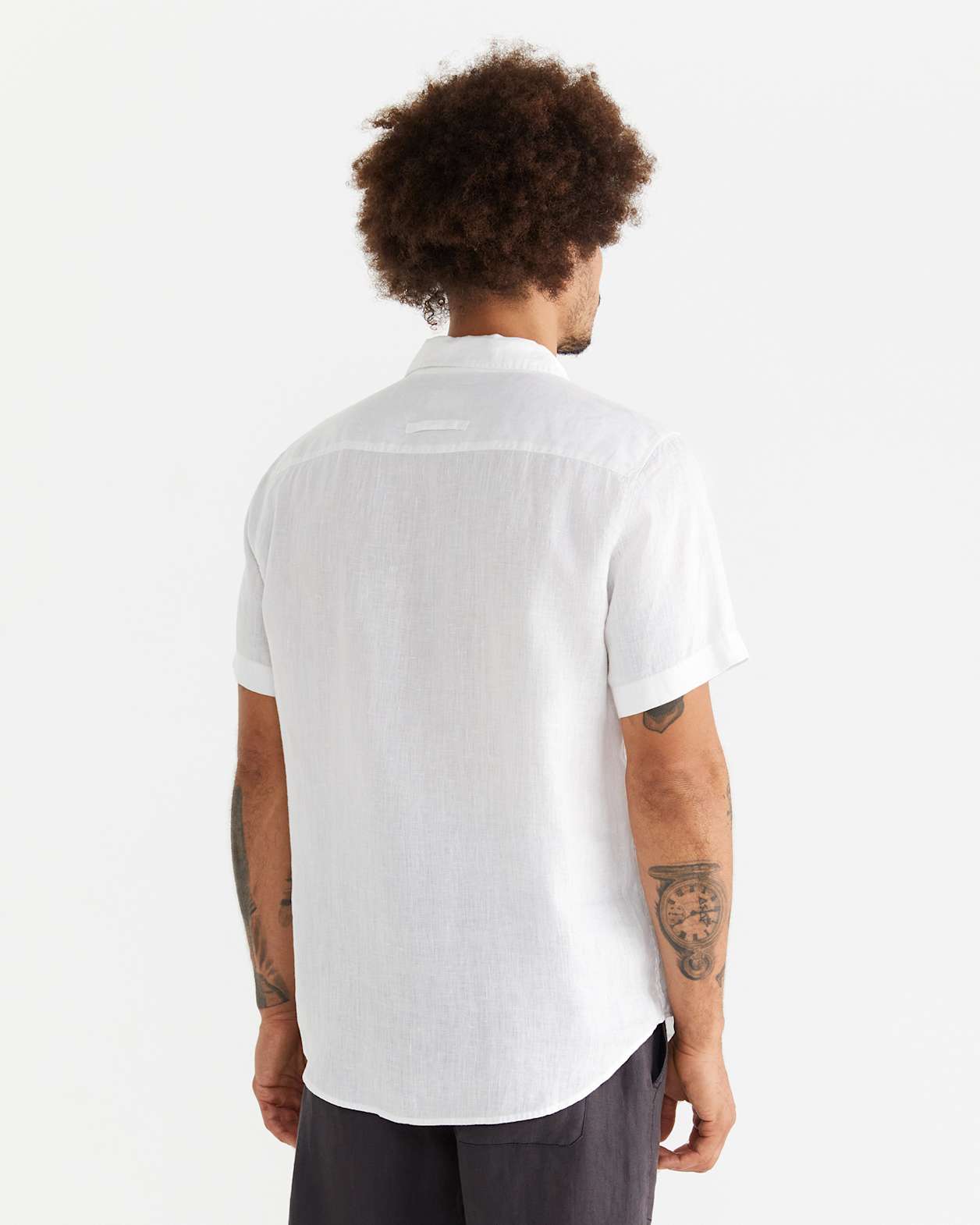 Short Sleeve Linen Shirt in WHITE