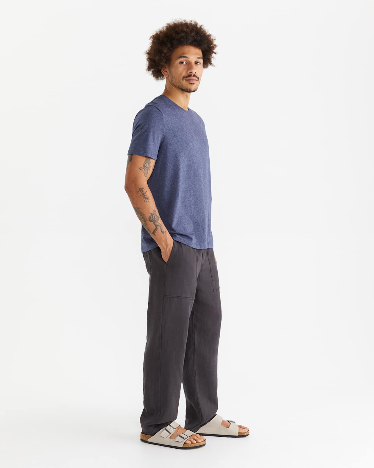 Essential Crew Neck Tee in NAVY MARLE