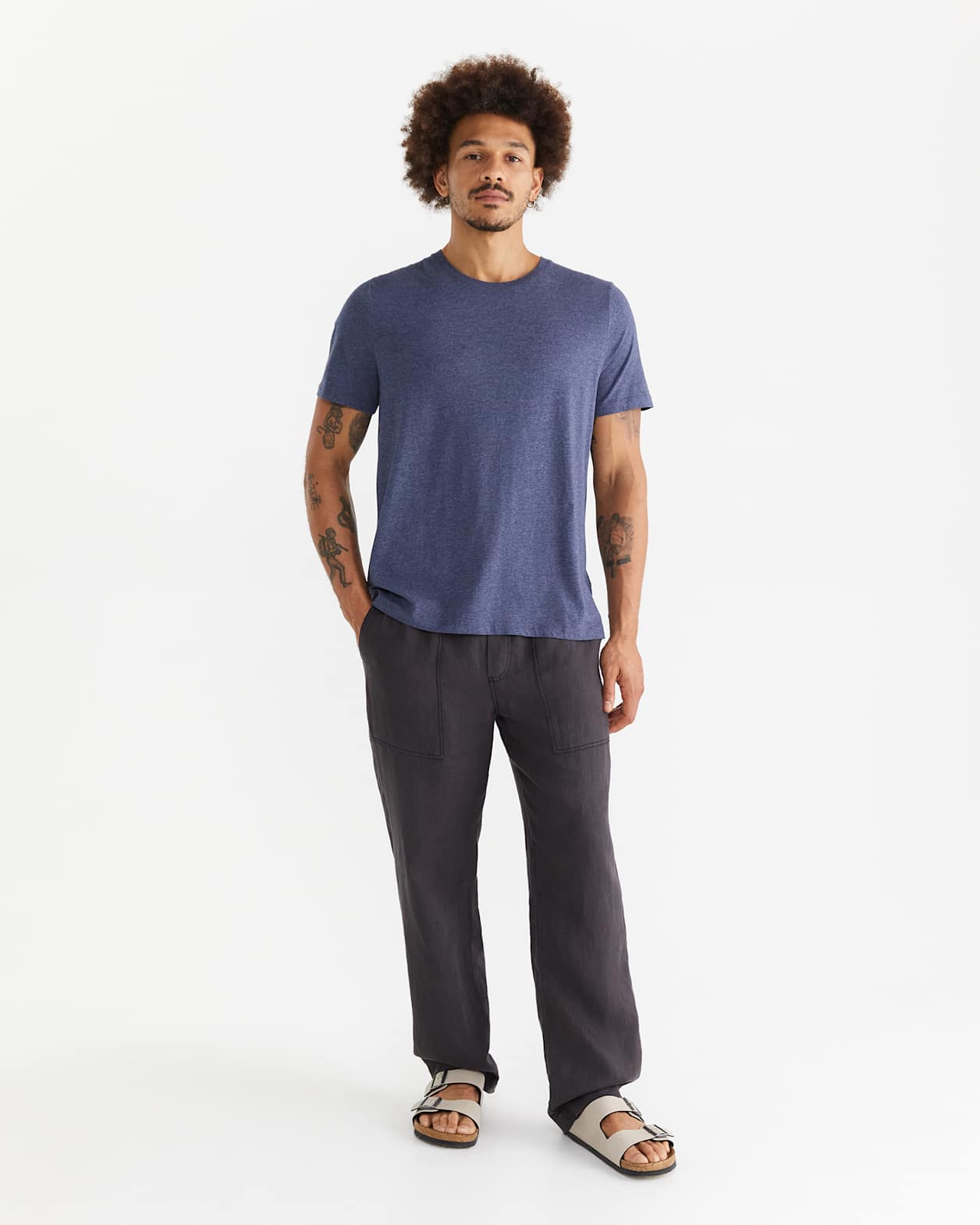 Essential Crew Neck Tee in NAVY MARLE