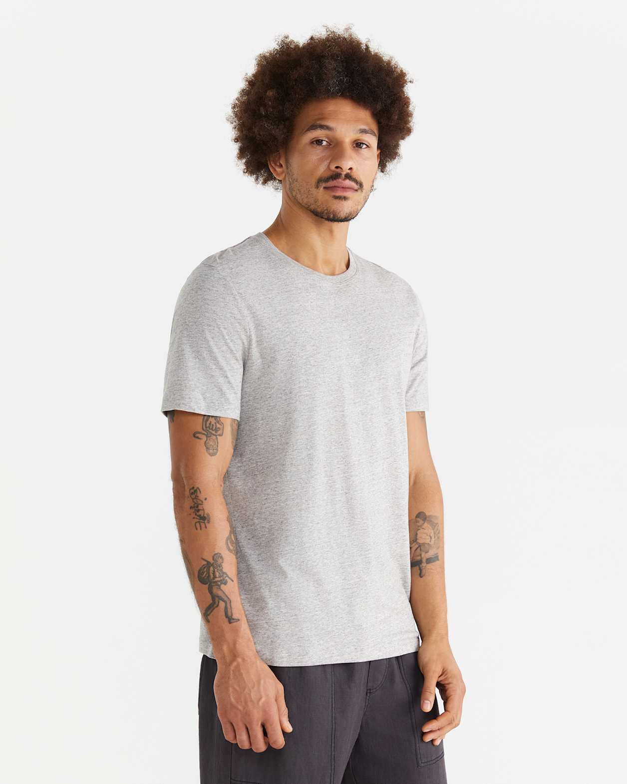 Essential Crew Neck Tee in GREY MARLE