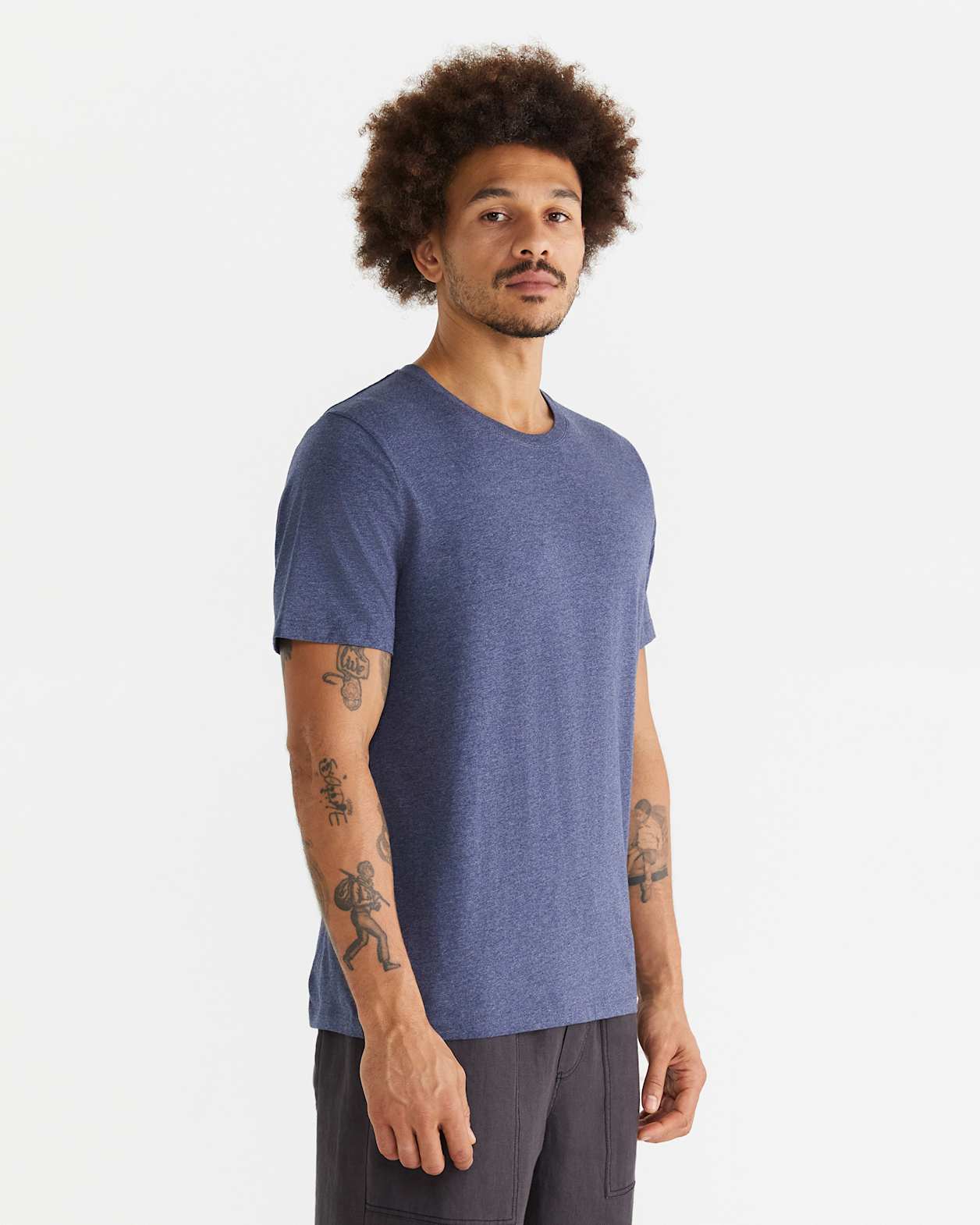 Essential Crew Neck Tee in NAVY MARLE